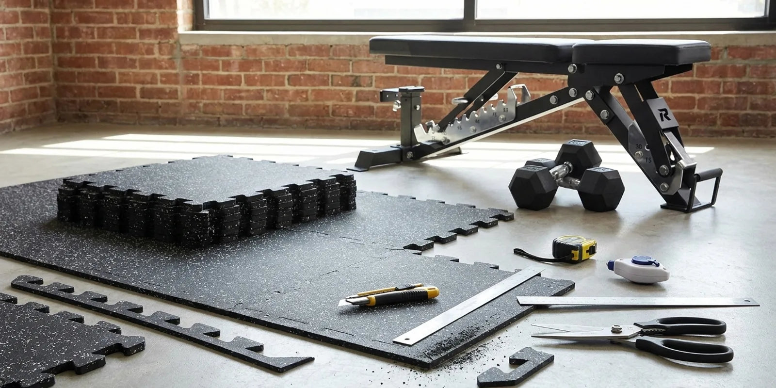 How to Cut Rubber Gym Flooring - Tools Tips Layout