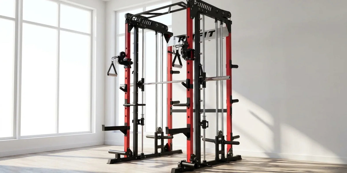 RitFit M1 PRO Smith machine with cable crossover in a bright home gym