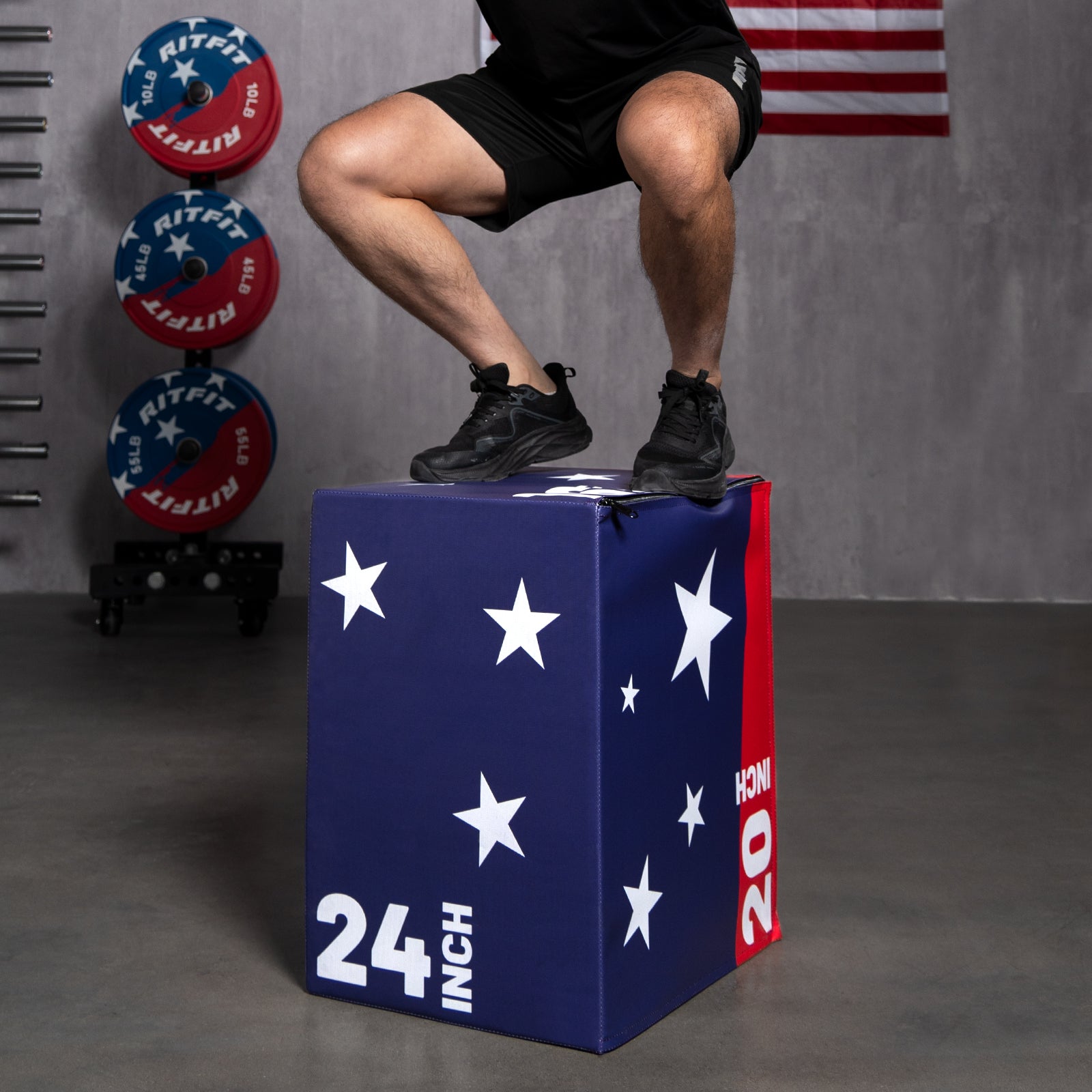 RitFit Patriotic Color 3-in-1 Foam Plyo Box Jump Platform - RitFit