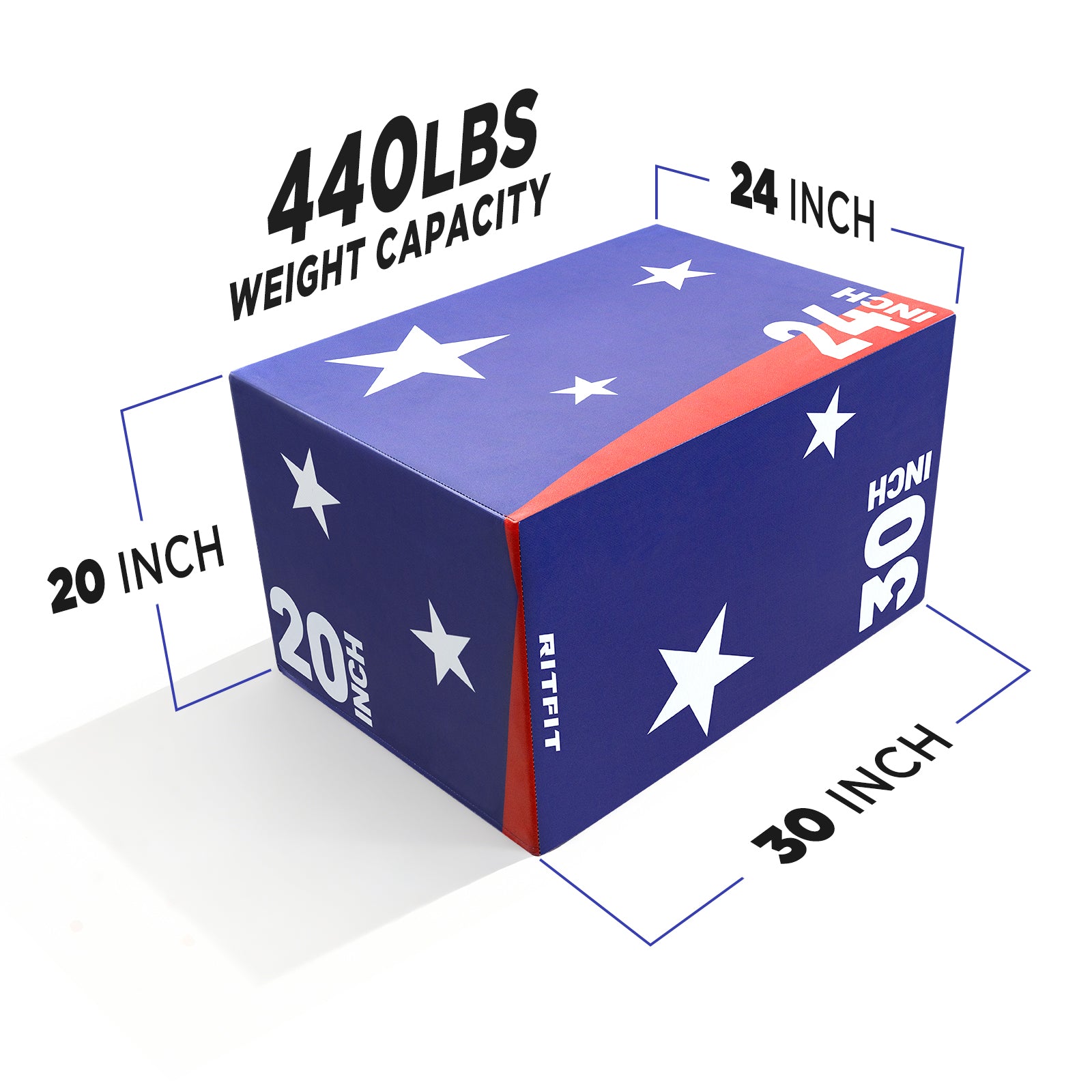 RitFit Patriotic Color 3-in-1 Foam Plyo Box Jump Platform