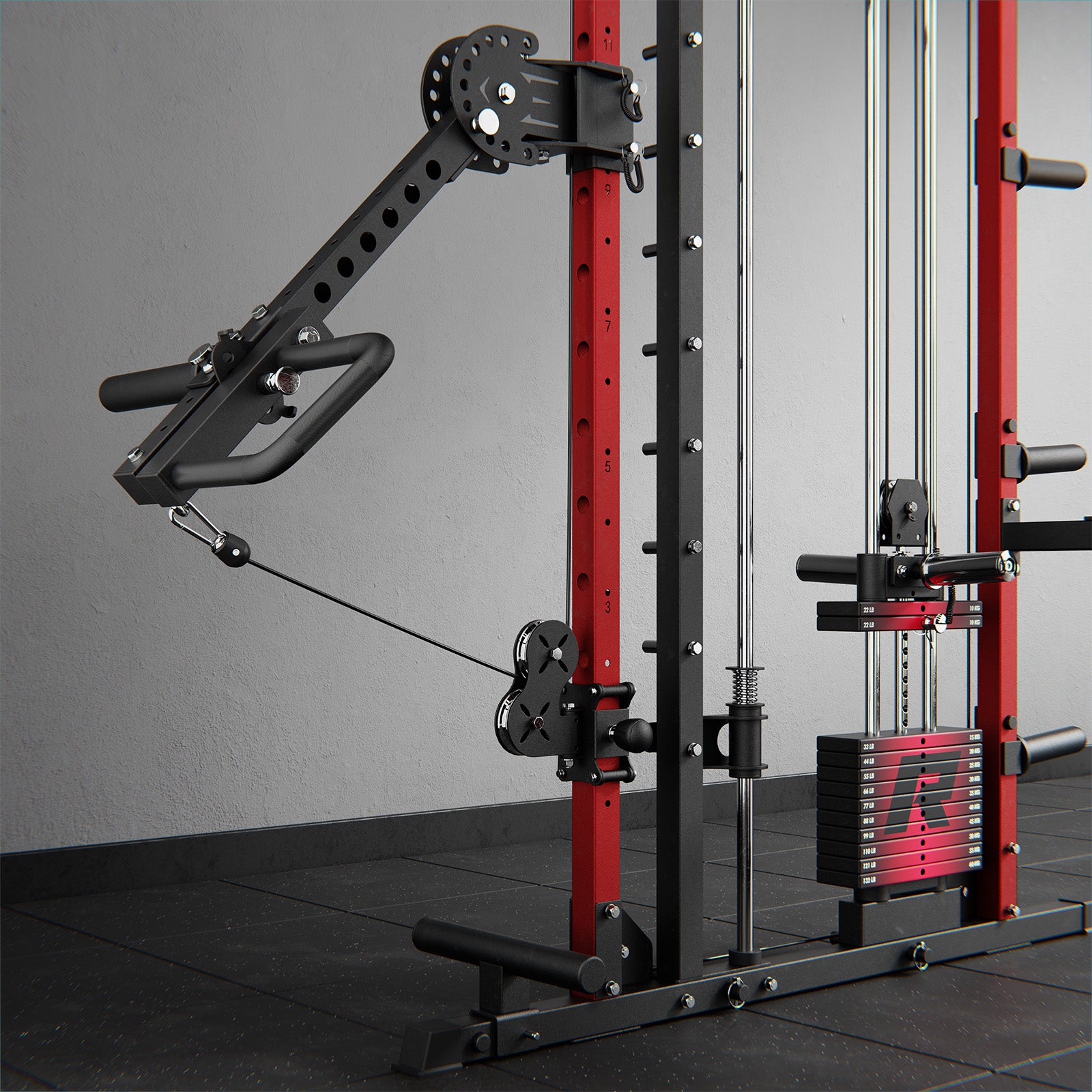 RitFit LAM1 adjustable lever arm attachment for M1 PRO fitness equipment, shown with handle and adjustment mechanism.