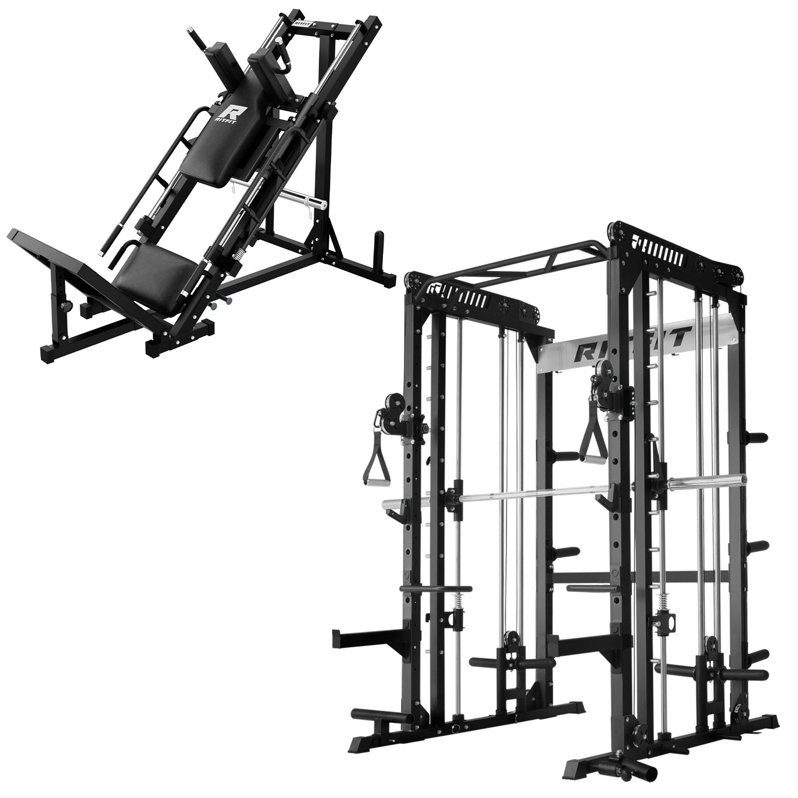 RitFit M1 PRO Smith Machine with Cable Crossover and BLP01 Leg Press Hack Squat Package for Home Gym - RitFit