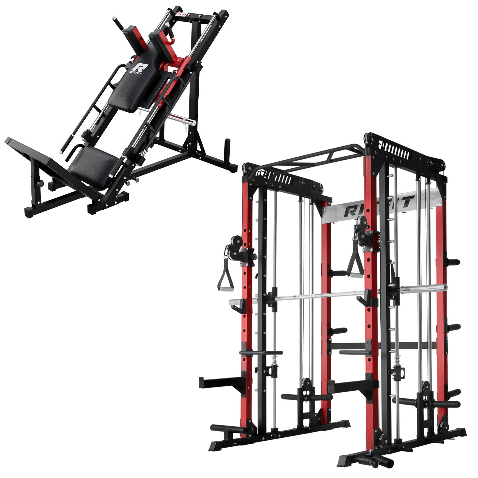 RitFit M1 PRO Smith Machine with Cable Crossover and BLP01 Leg Press Hack Squat Package for Home Gym - RitFit