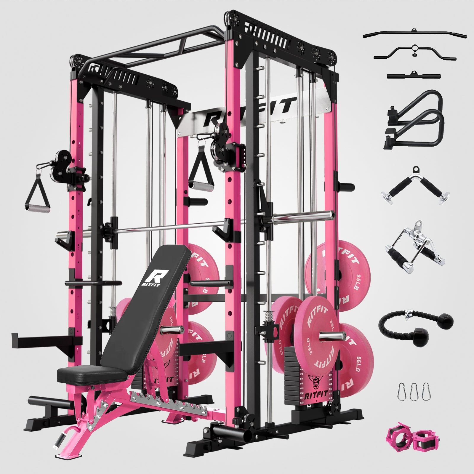 RitFit Pink M1 PRO Multi-Functional Smith Machine Home Gym Package