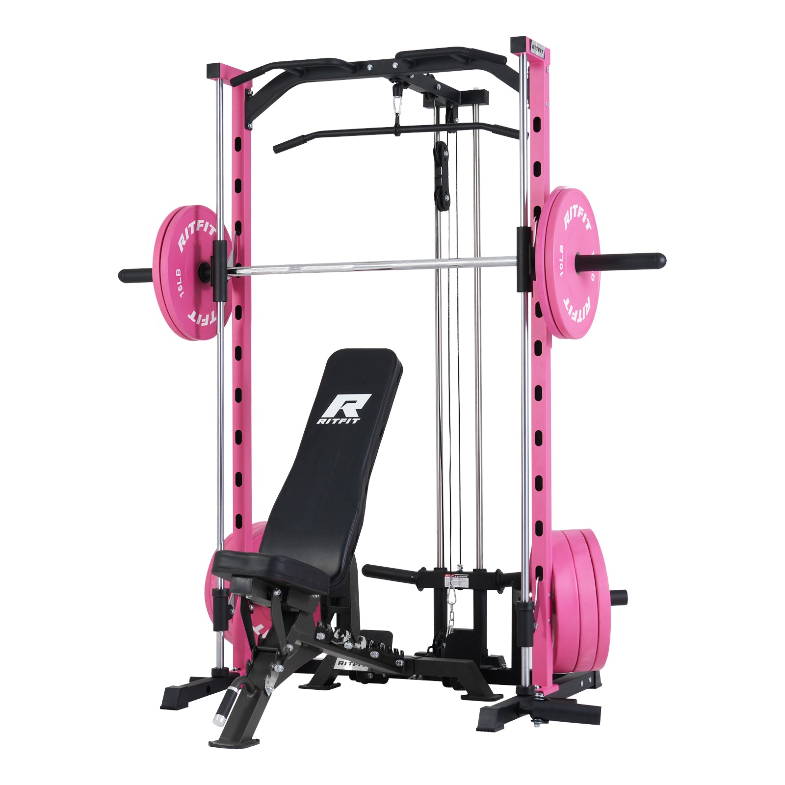 RitFit PSR05 2.0 Pink Smith Machine Package with LAT-Pull Down Attachments - RitFit
