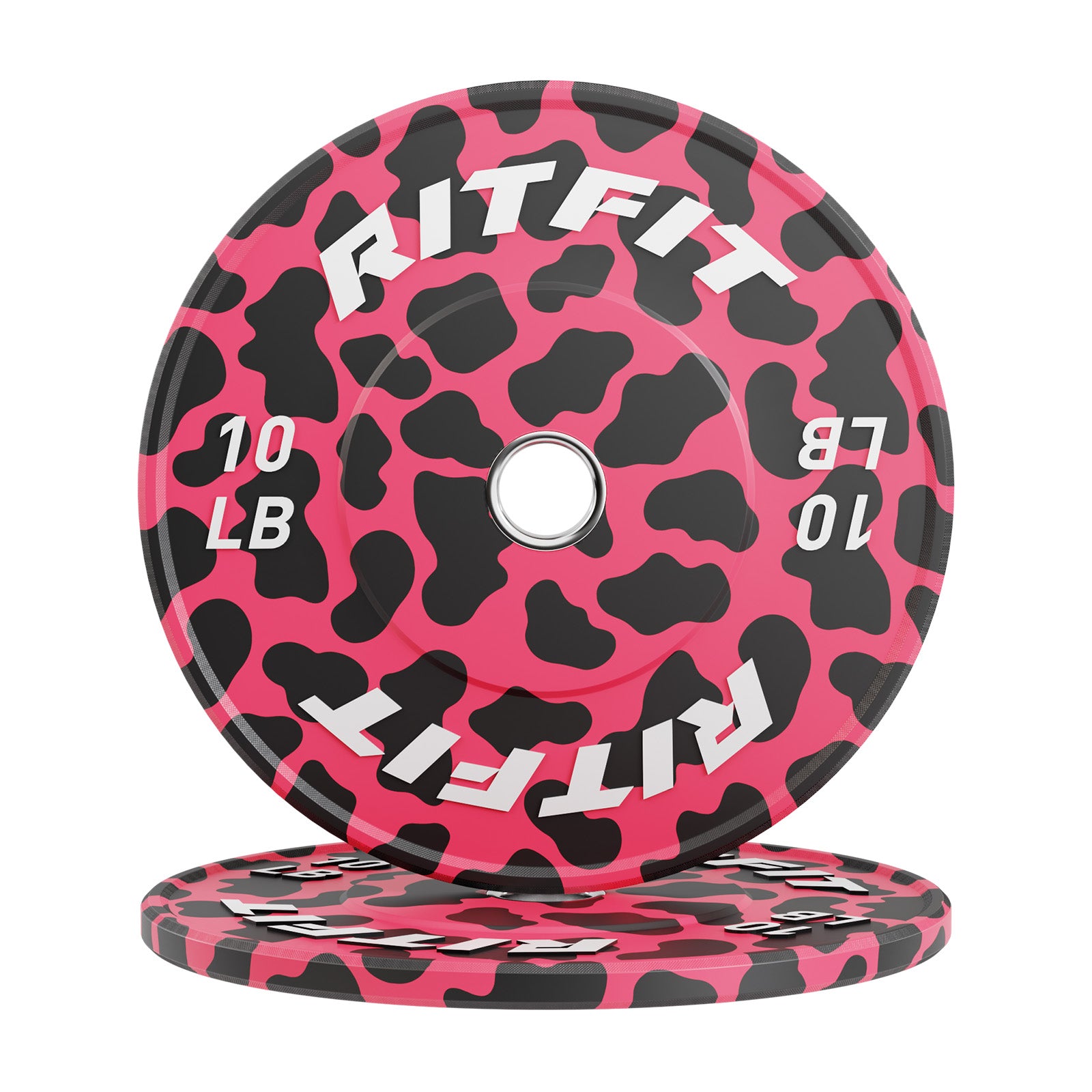 RitFit Pink leopard print bumper plates Olympic 2-Inch Rubber
