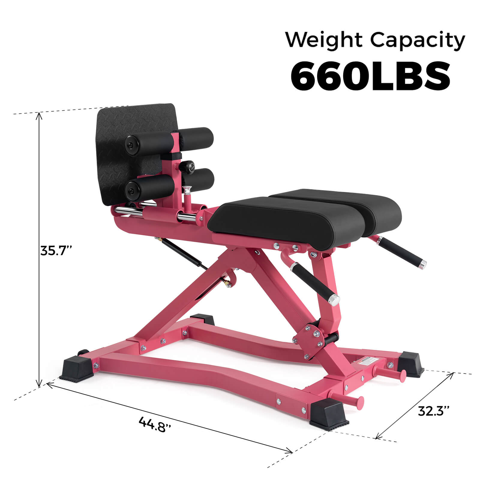 RitFit BE01 pink adjustable back extension machine with black padded cushions