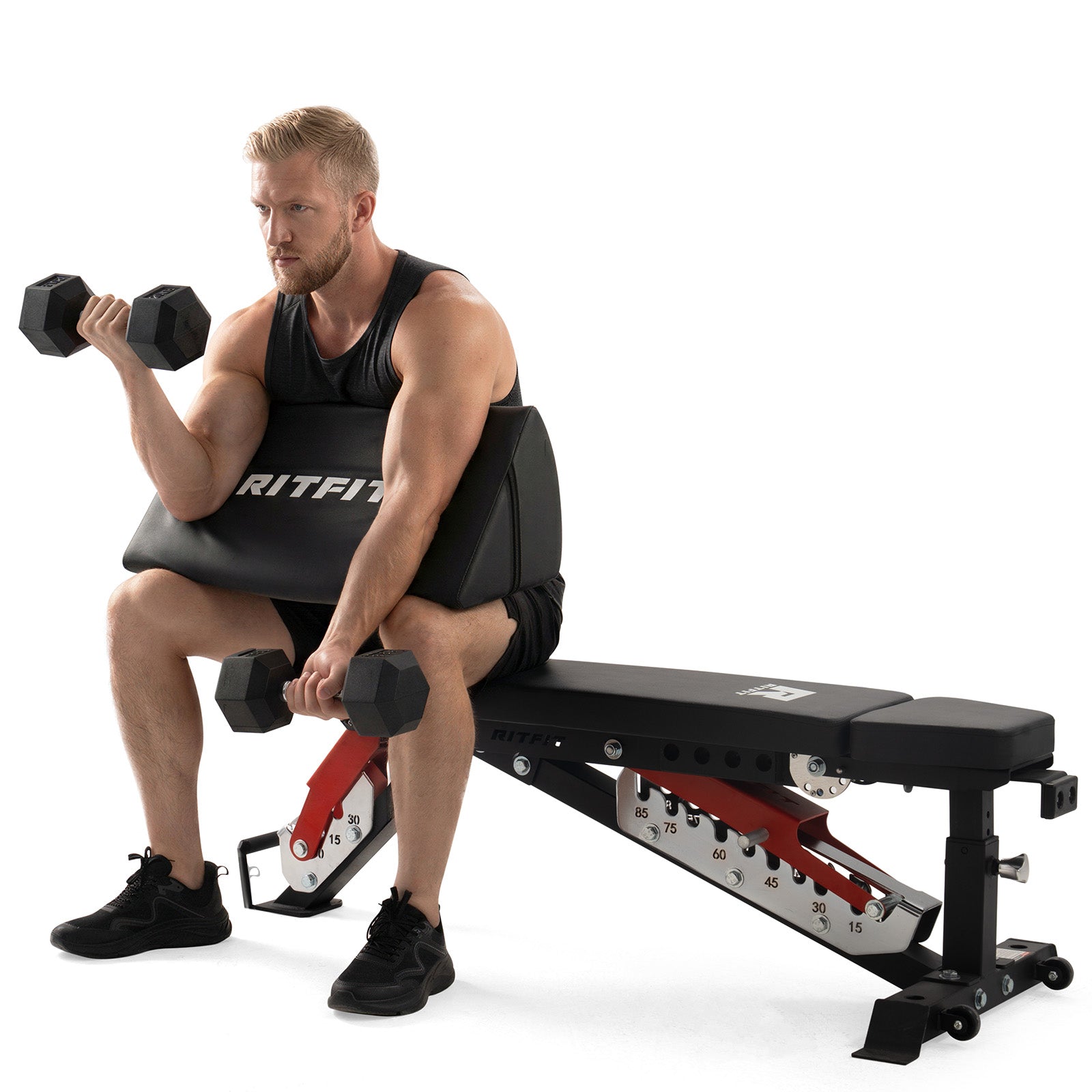 RitFit Preacher Curl Pad ergonomic biceps support accessory for weightlifting and strength training exercises.