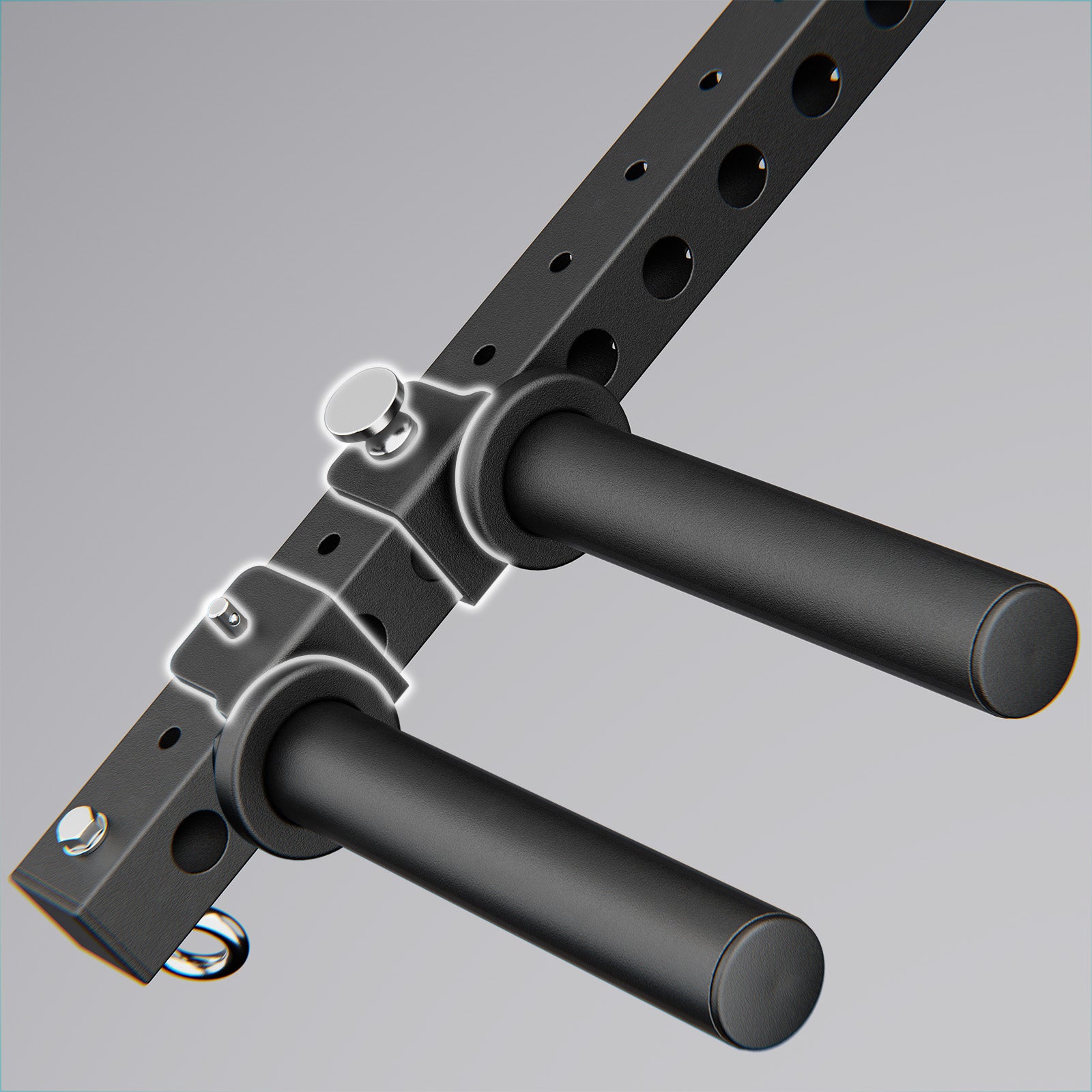 RitFit LAM1 adjustable lever arm attachment for M1 PRO fitness equipment, shown mounted with handles and adjustment features.