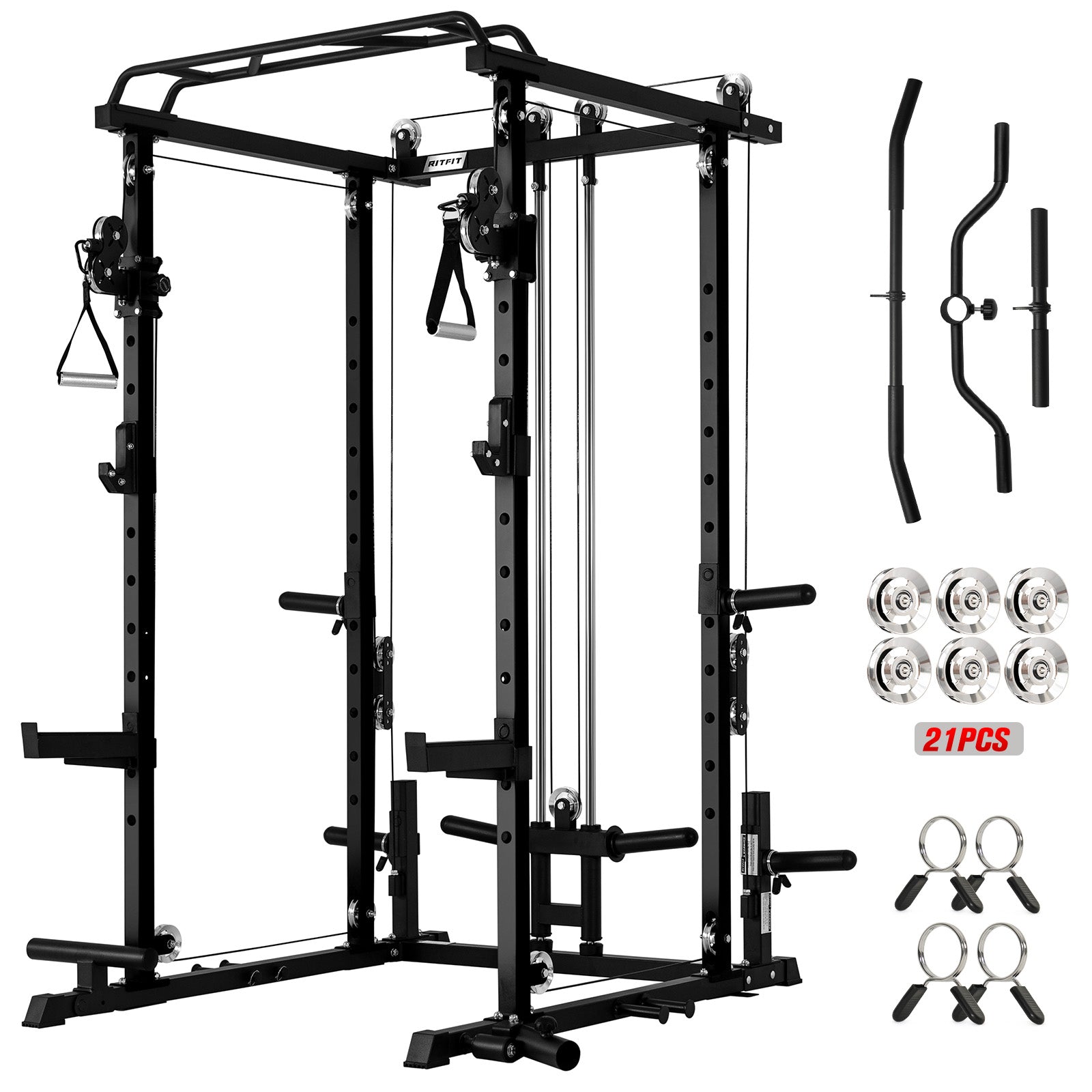 RitFit P3 Power Cage 1200lbs with Smooth Cable System & Aluminum Pulleys - RitFit