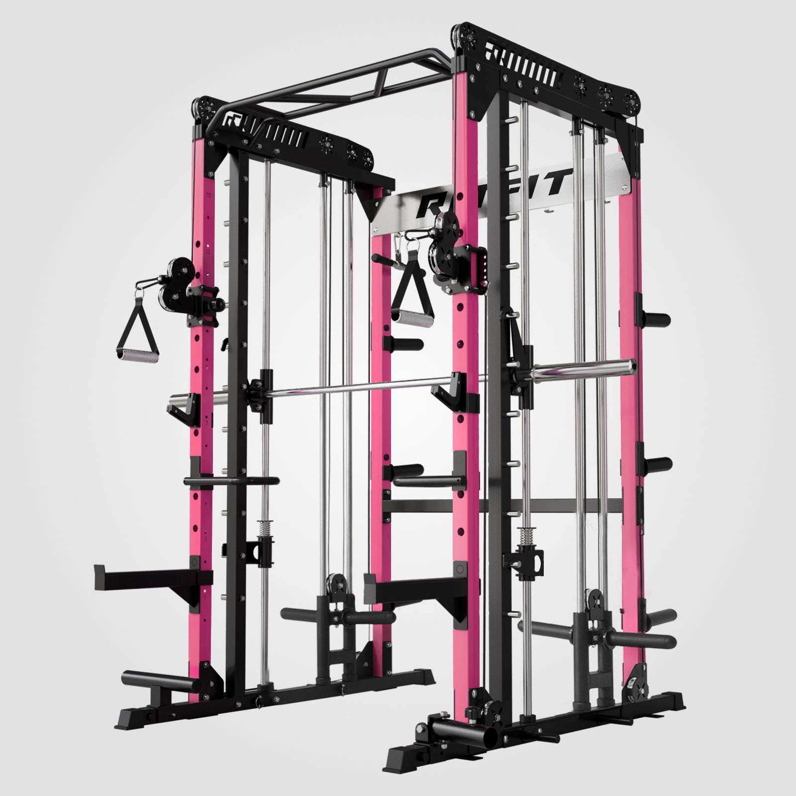 RitFit Pink M1 PRO Multi-Functional Smith Machine with Cable Crossover System and Squat Rack for Home Gym