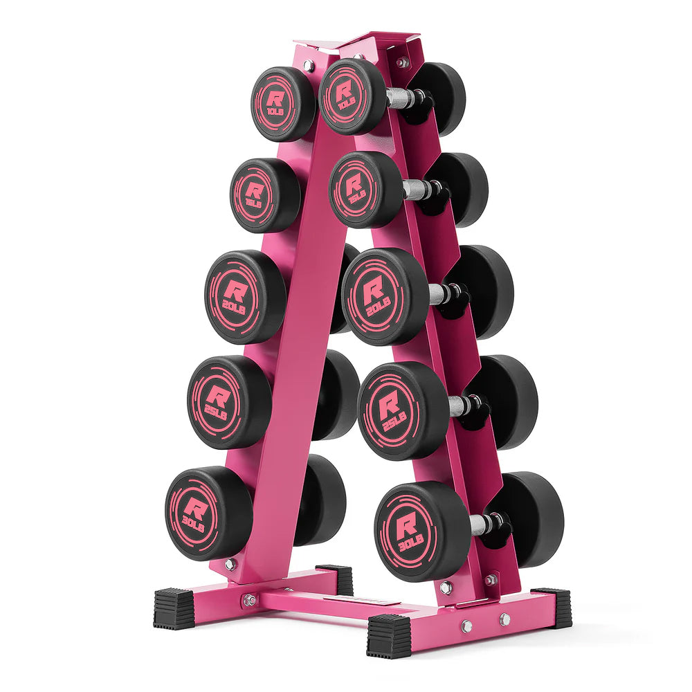 RitFit PVC-Coated Round Dumbbells Set with Rack - RitFit
