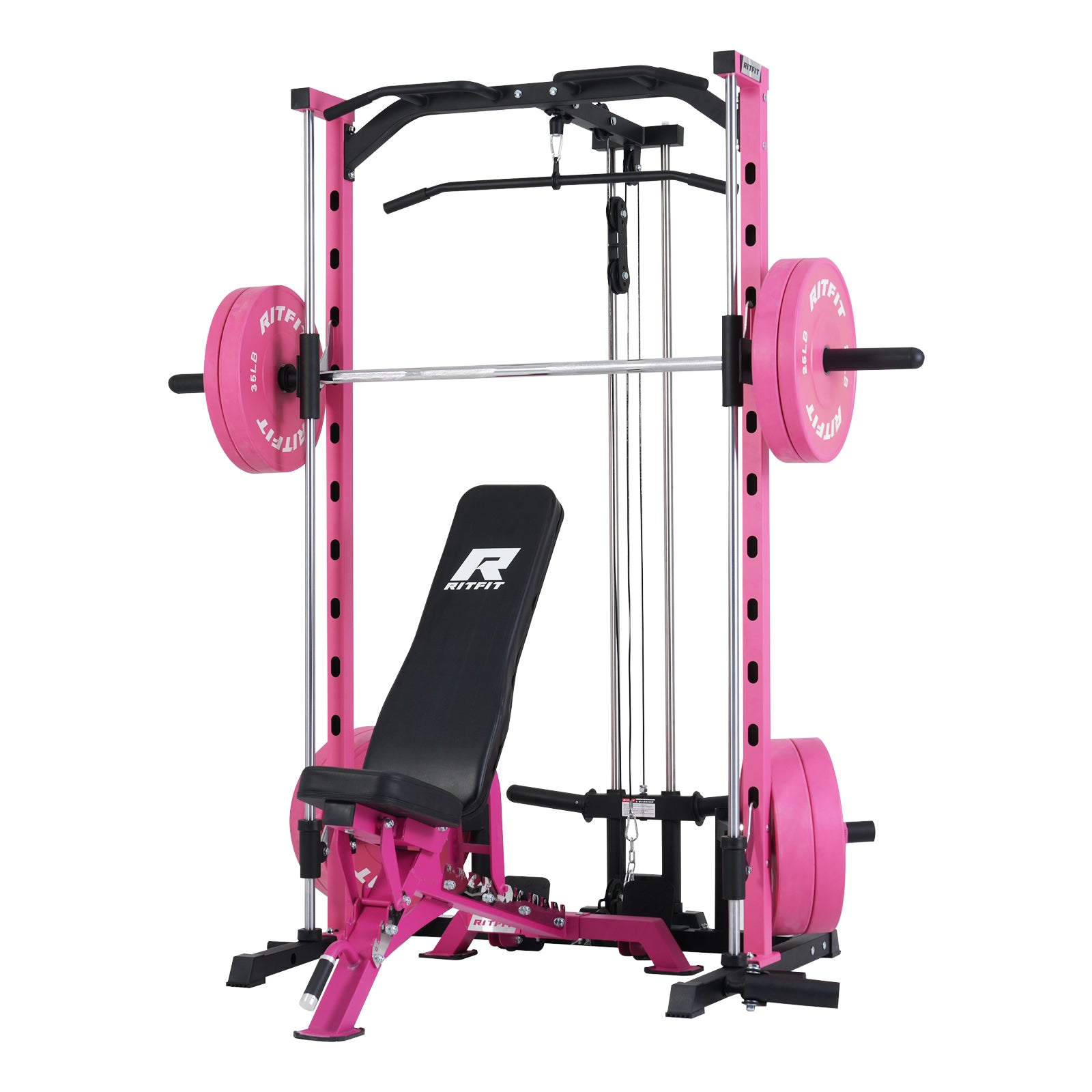 RitFit PSR05 2.0 Pink Smith Machine Package with LAT-Pull Down Attachments - RitFit