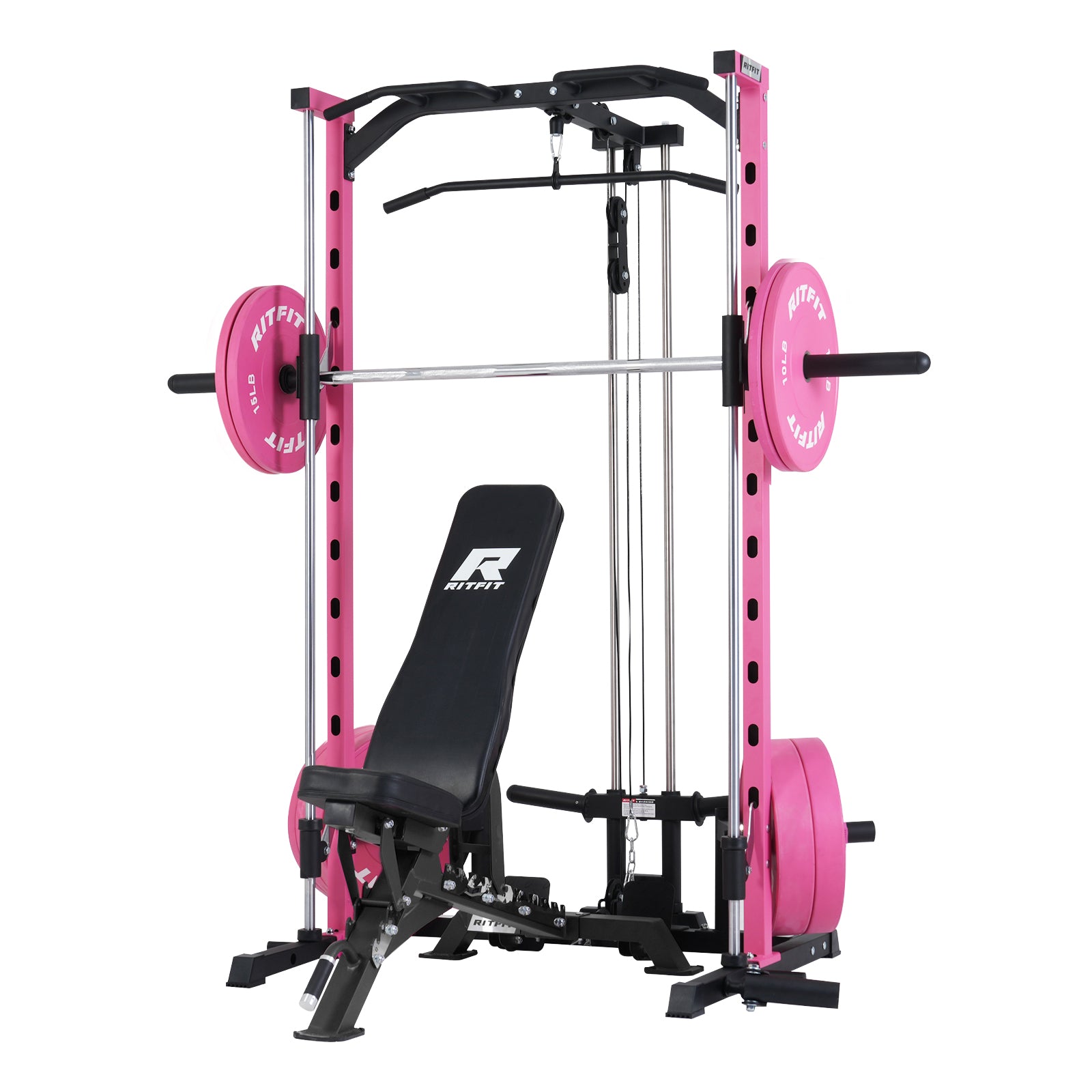 RitFit PSR05 2.0 Pink Smith Machine Package with LAT-Pull Down Attachments - RitFit