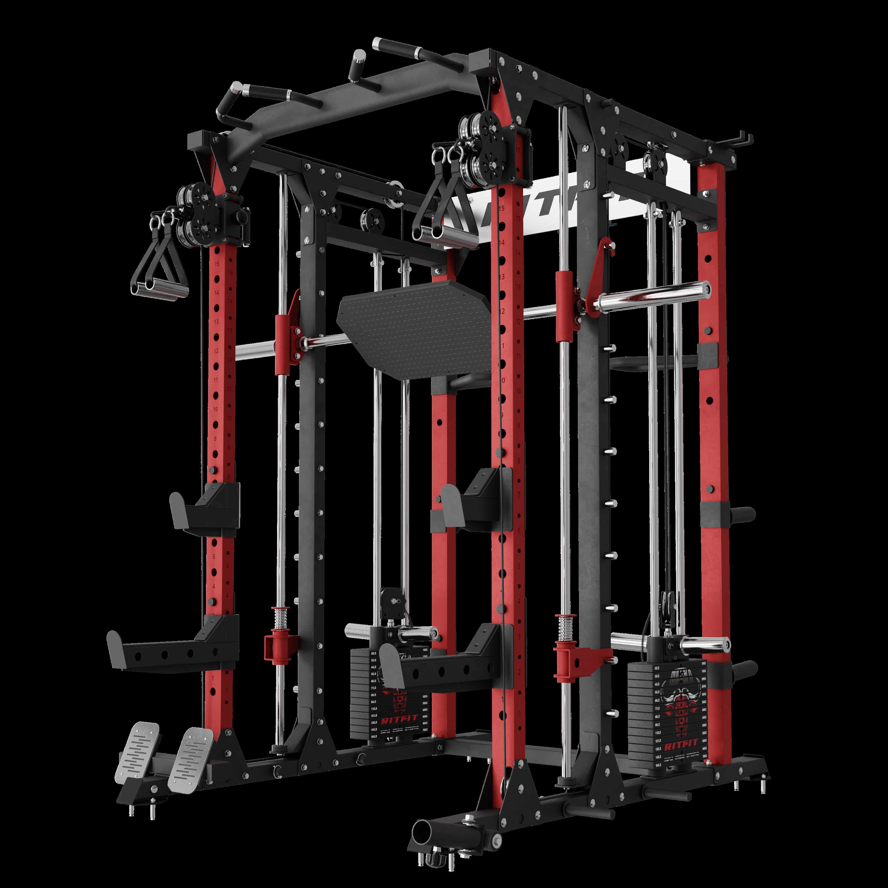 RitFit BUFFALO Multifunctional Smith Machine with Lat Pull Down and Cable Crossover for Versatile Strength Training - RitFit