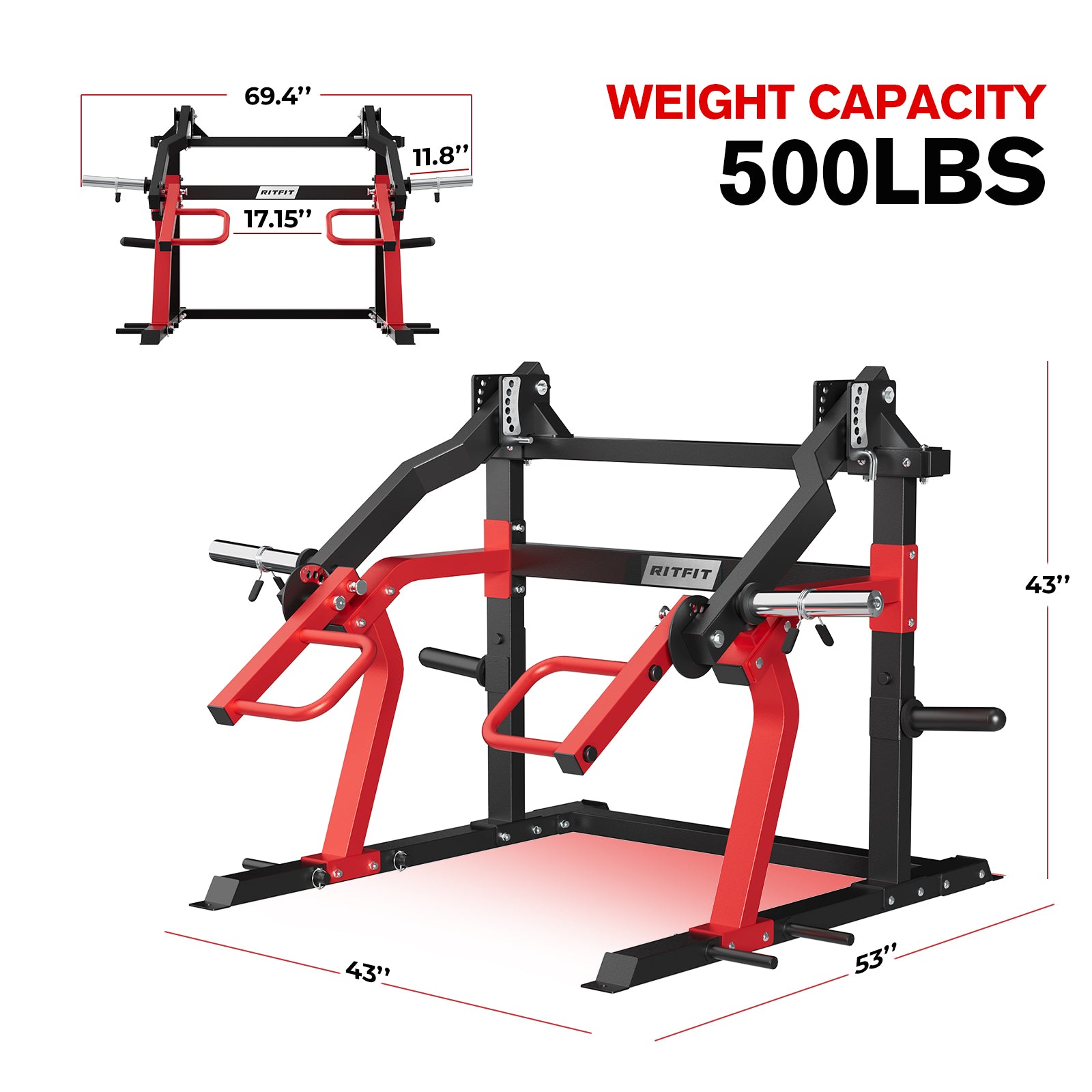 RitFit Gorilla 2-in-1 Chest and Shoulder Press machine for strength training, showing adjustable handles and sturdy frame.