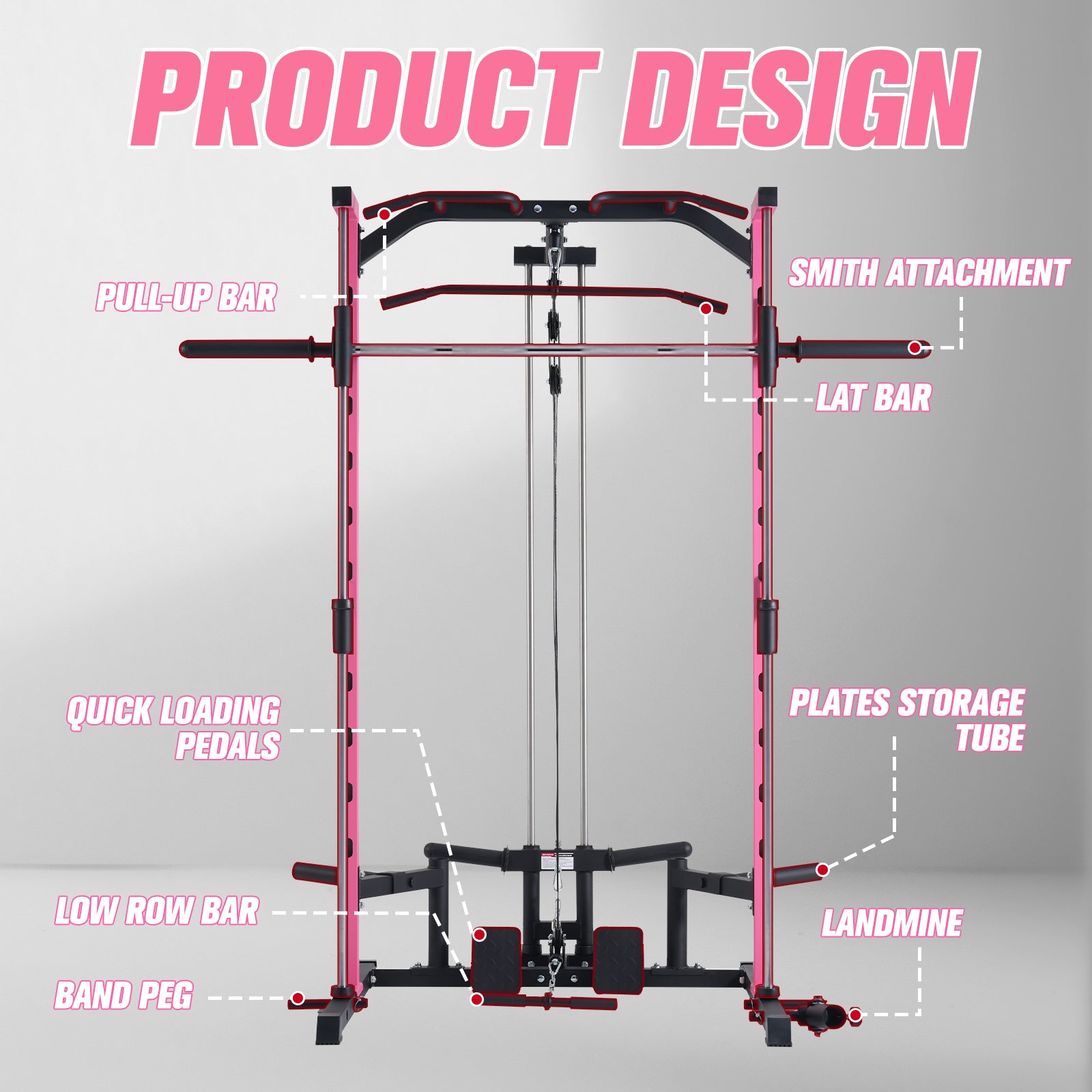 RitFit PSR05 2.0 Pink Smith Machine Package with LAT-Pull Down Attachments