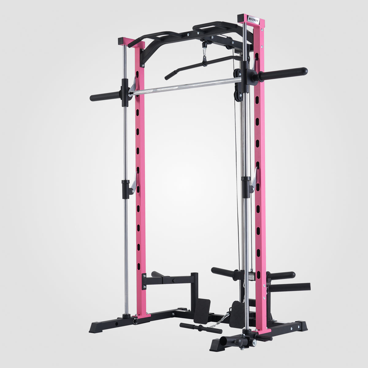 RitFit PSR05 2.0 Pink Smith Machine | Stylish Home Gym with Lat Pull-Down