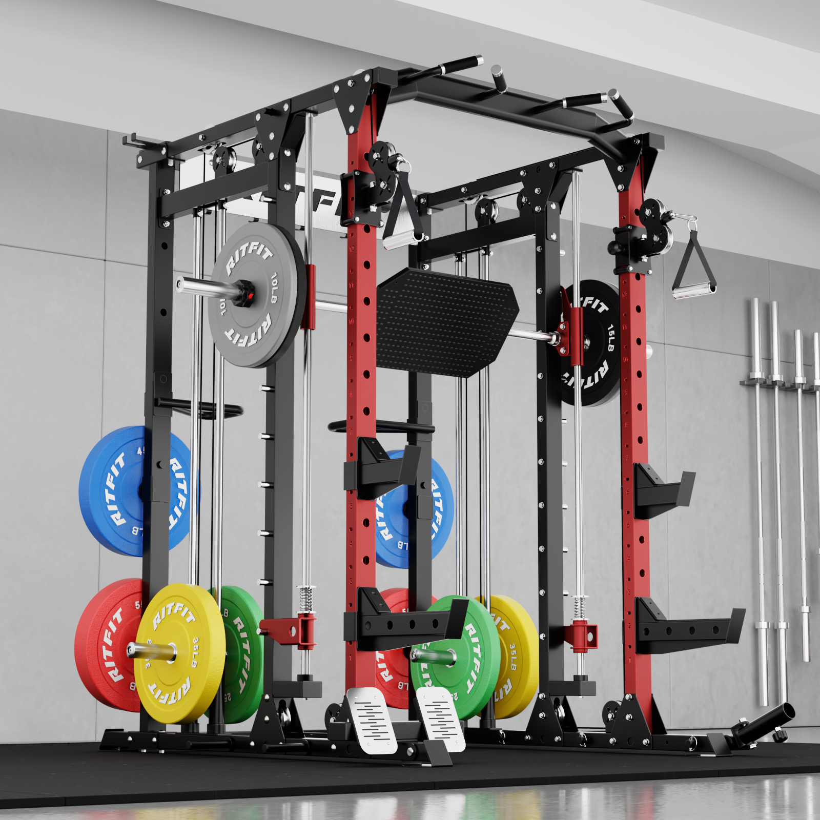 RitFit BUFFALO Smith Machine Home Gym Package with Lat Pull Down and Cable Crossover - RitFit