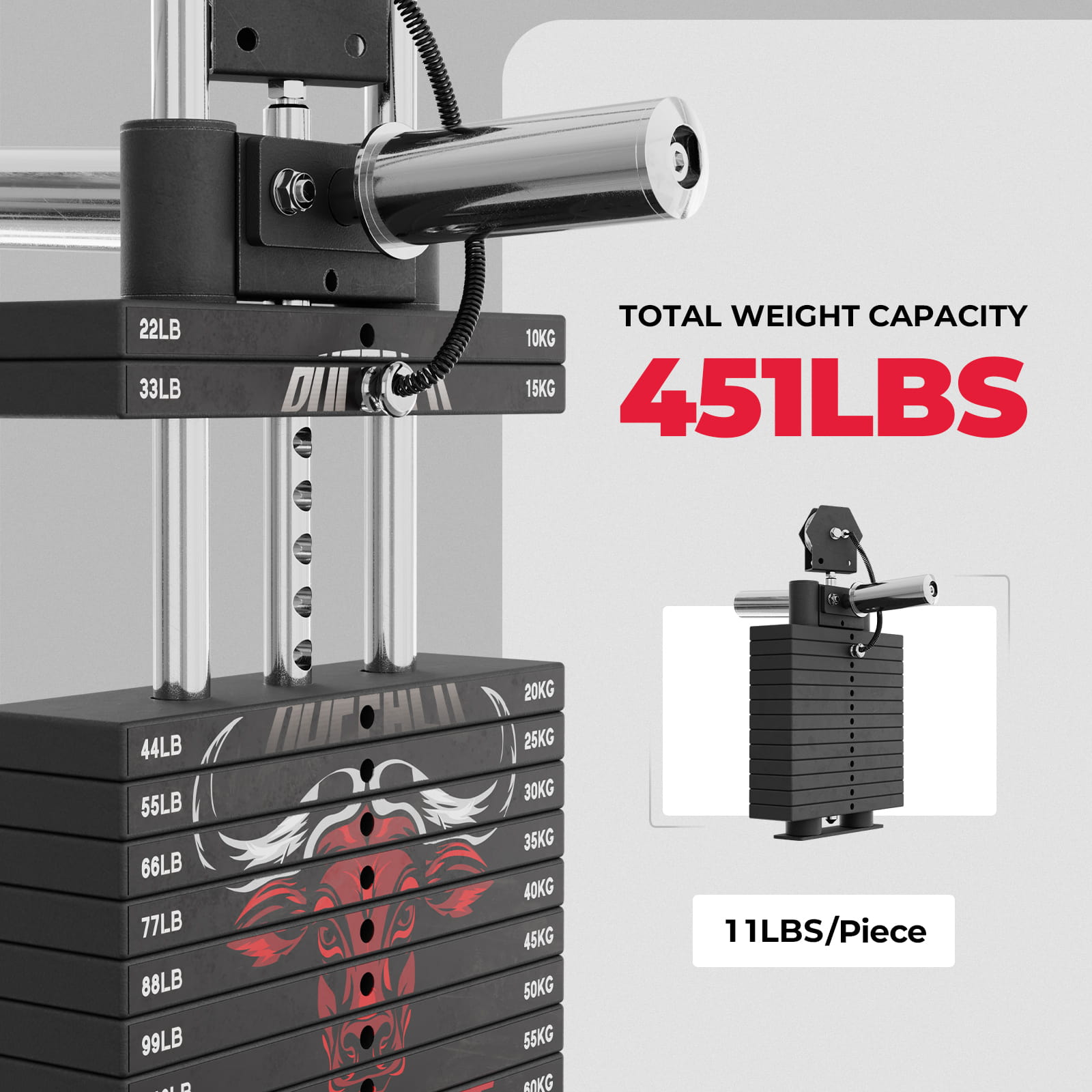 RitFit WSBFL weight stack set with 286lbs attachment for Buffalo gym equipment, featuring durable metal plates and adjustable design.