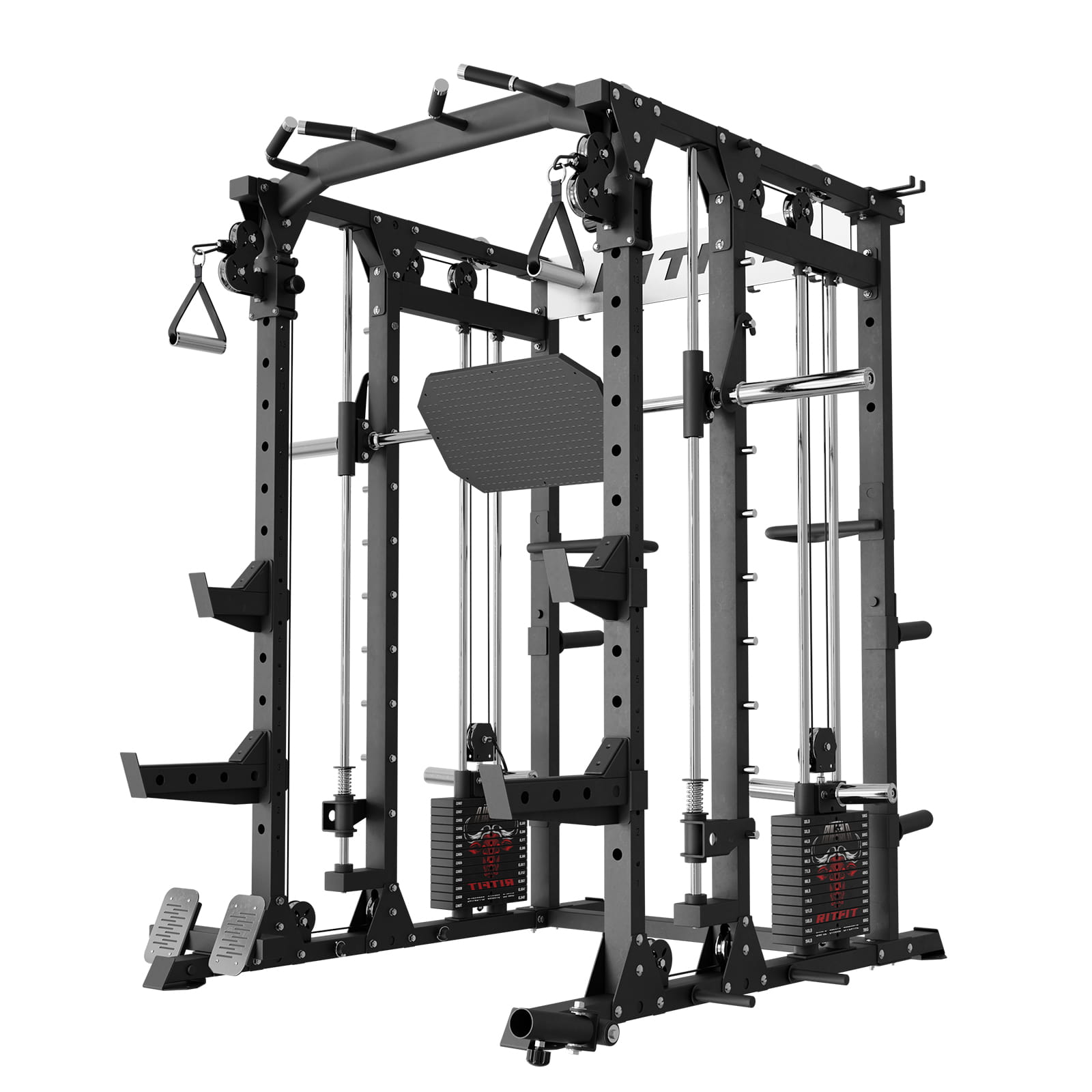 RitFit BUFFALO Multifunctional Smith Machine with Lat Pull Down and Cable Crossover for Versatile Strength Training - RitFit