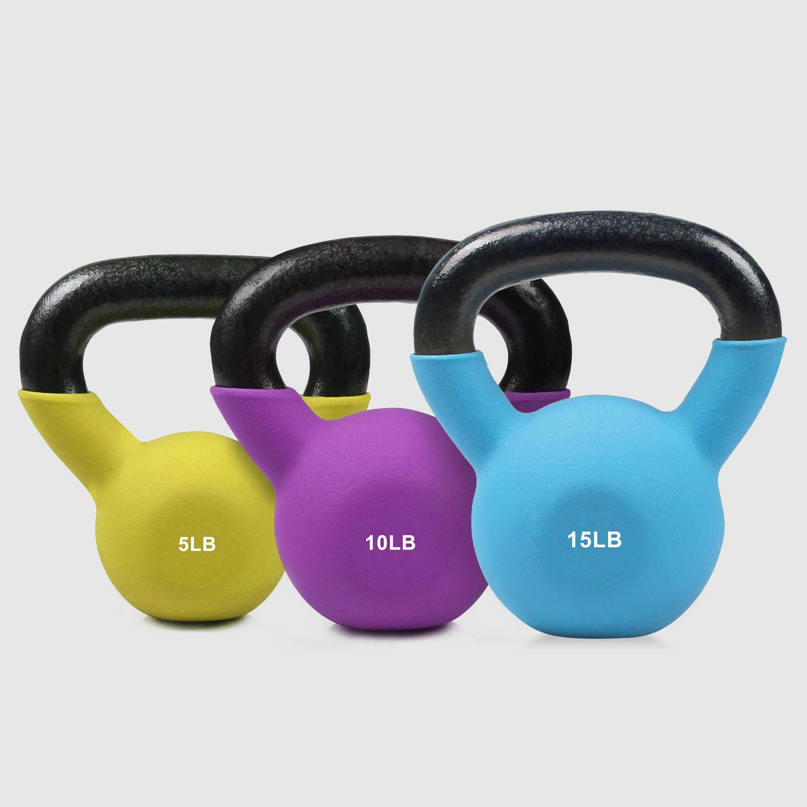 RitFit Neoprene Coated Cast Iron Kettlebell Set 5/10/15 LB - RitFit
