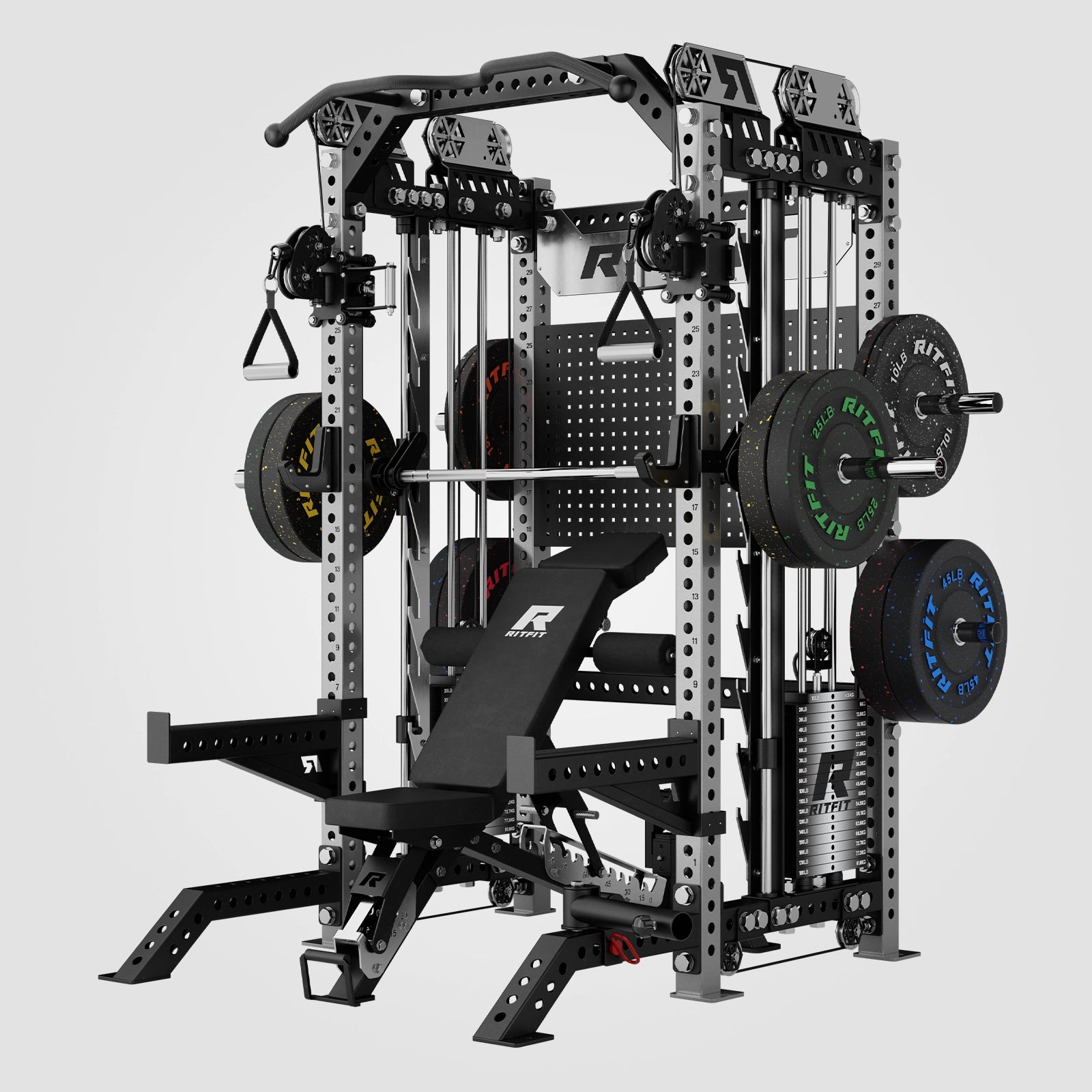 RitFit M3 Pro Smith Machine Home Gym Package with cable crossover and weight bench
