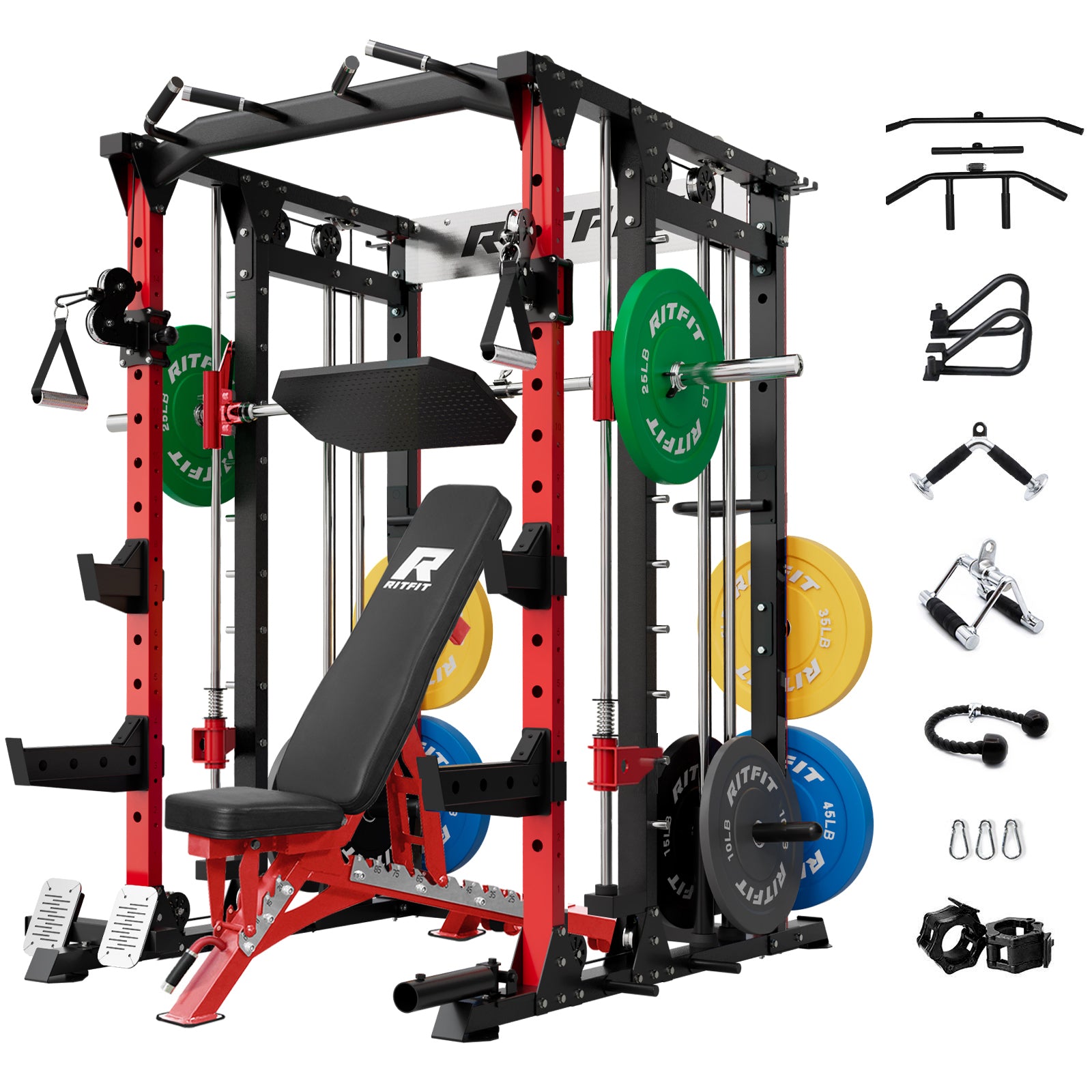 RitFit BUFFALO Smith Machine Home Gym Package with Lat Pull Down and Cable Crossover - RitFit