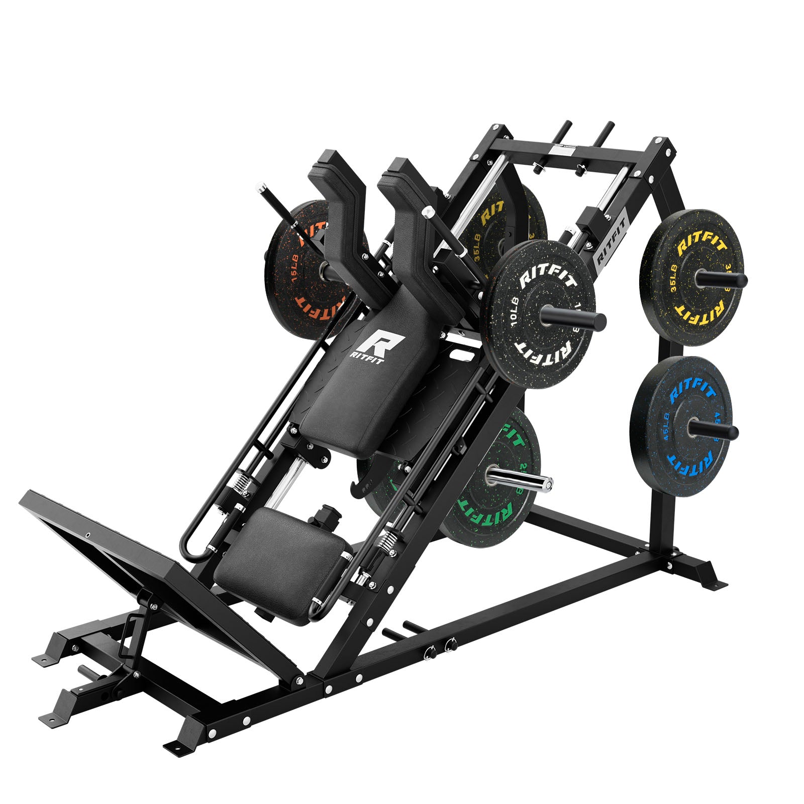 RitFit Gazelle Pro 3-in-1 leg press and hack squat machine set for strength training with adjustable components.