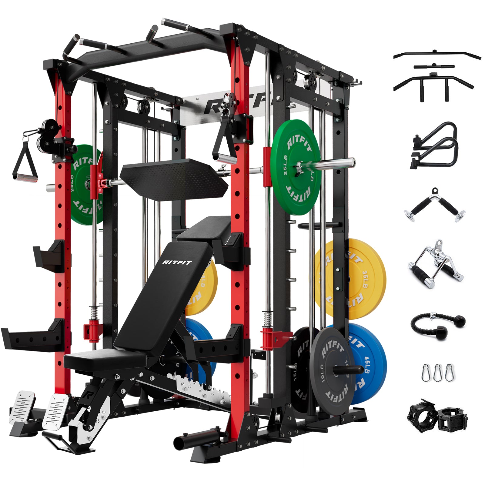 RitFit BUFFALO Smith Machine Home Gym Package with Lat Pull Down and Cable Crossover - RitFit
