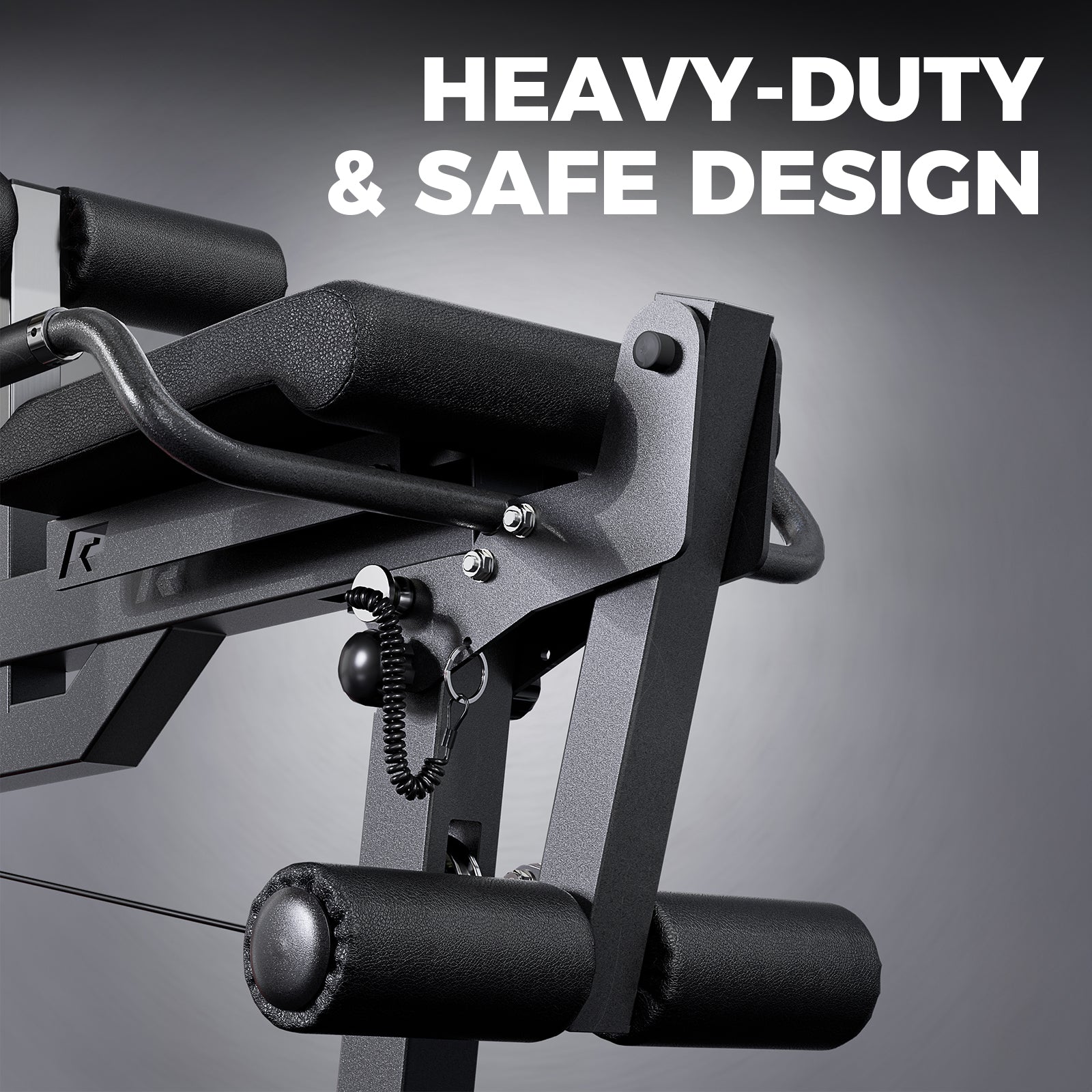 RitFit LEM2 Leg Extension Rack Attachment for M2, showing the sturdy metal frame and padding for leg workouts.
