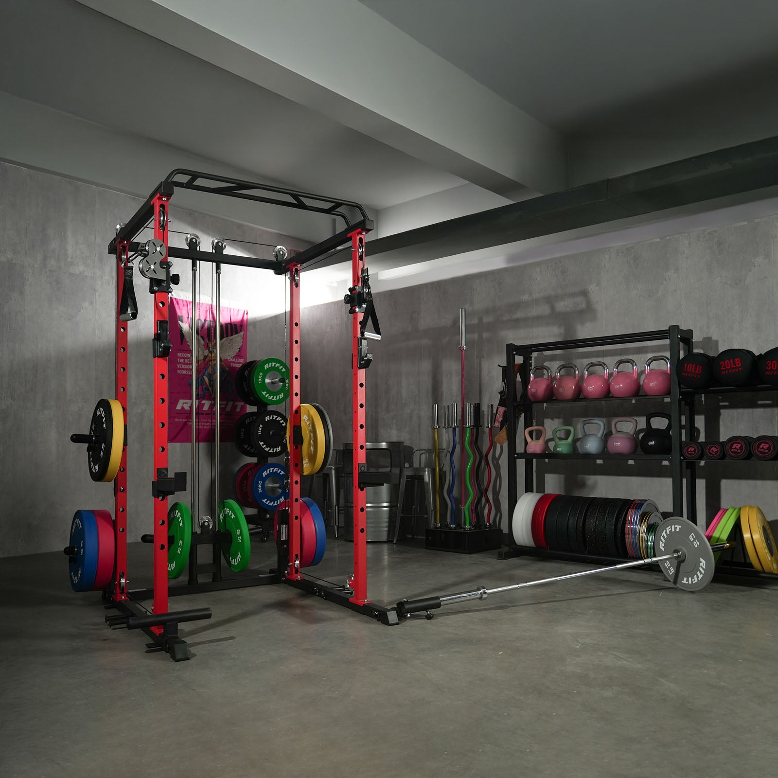 RitFit P3 Power Cage 1200lbs with Smooth Cable System & Aluminum Pulleys - RitFit