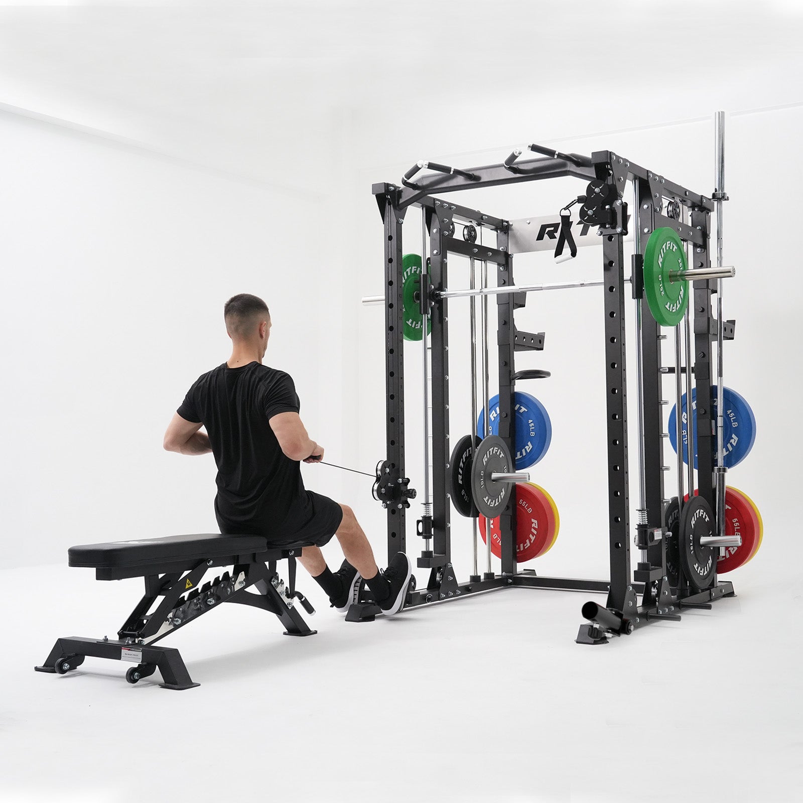 RitFit BUFFALO Smith Machine Home Gym Package with Lat Pull Down and Cable Crossover