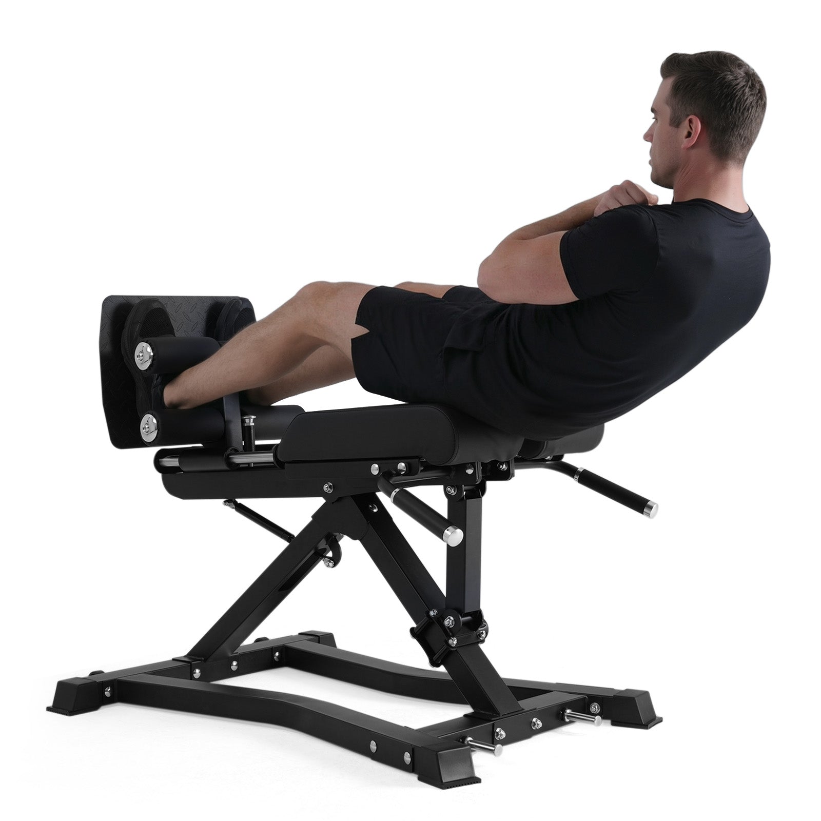 RitFit BE01 adjustable back extension machine for strength training, designed for home and gym use, with padded support and sturdy frame.