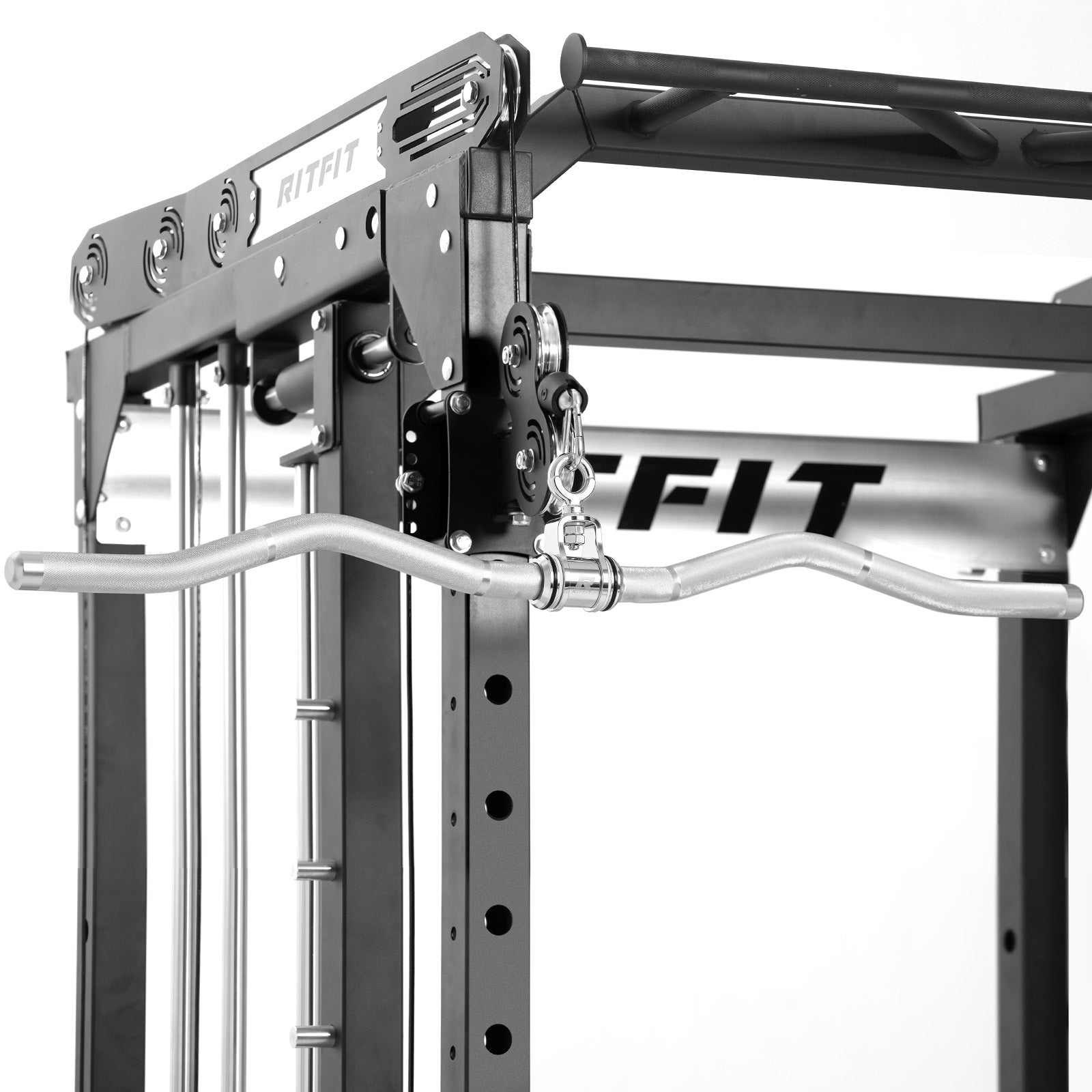 RitFit Aluminum Alloy Handle Set Long W-Shaped and Short Straight Bar for Cable Machine