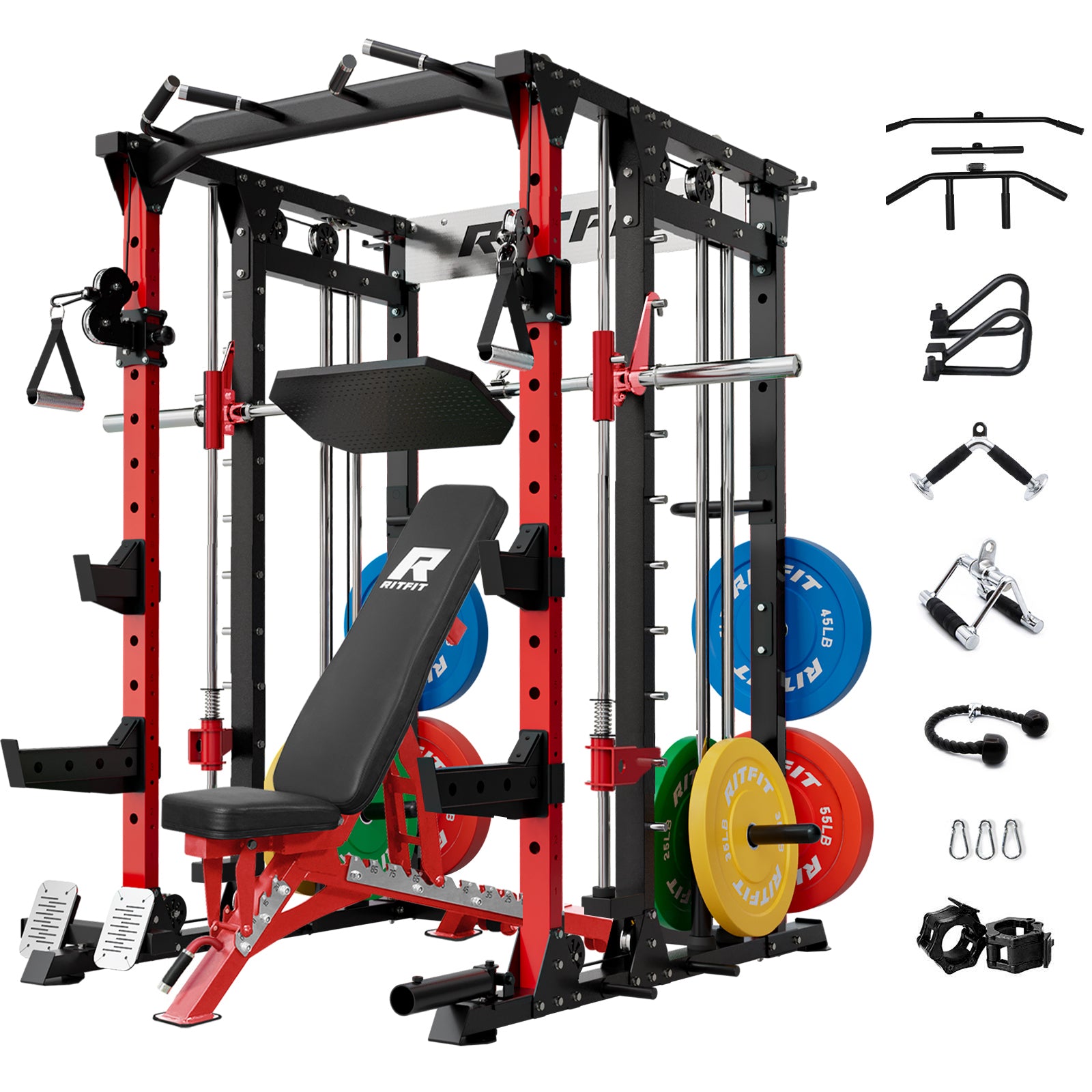 RitFit BUFFALO Smith Machine Home Gym Package with Lat Pull Down and Cable Crossover - RitFit