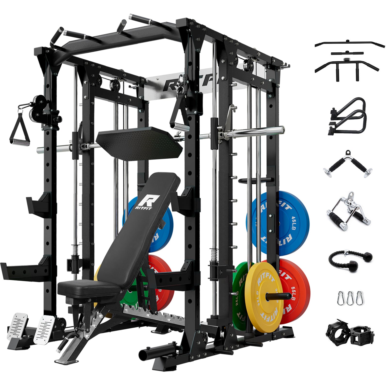 RitFit BUFFALO Smith Machine Home Gym Package with Lat Pull Down and Cable Crossover - RitFit