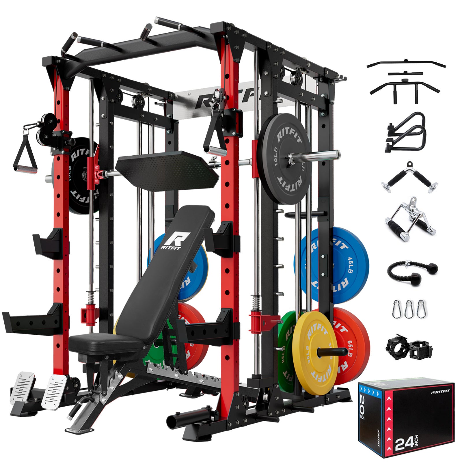 RitFit BUFFALO Smith Machine Home Gym Package with Lat Pull Down and Cable Crossover - RitFit