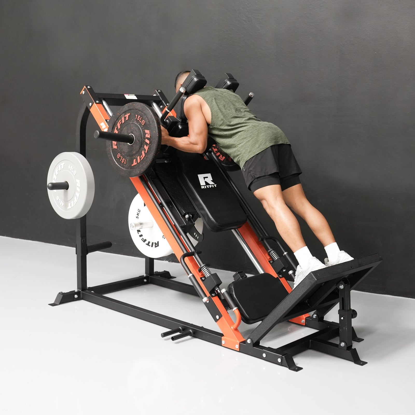 RitFit Gazelle 3-in-1 leg press and hack squat machine for home gym strength training, featuring adjustable components and sturdy frame.
