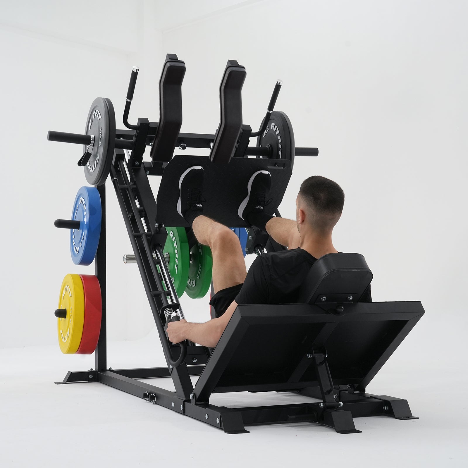 Home gym workout with RitFit GAZELLE PRO hack squat machine in action