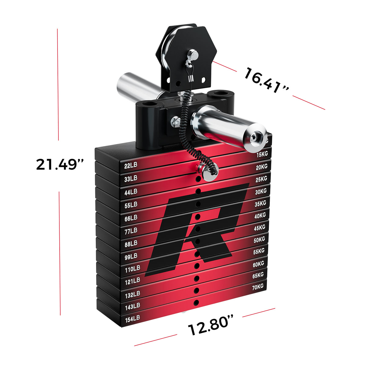 RitFit WSM2 weight stack set with 286lbs attachment for M2 and M2 3D fitness machines, showing the stack and attachment details.