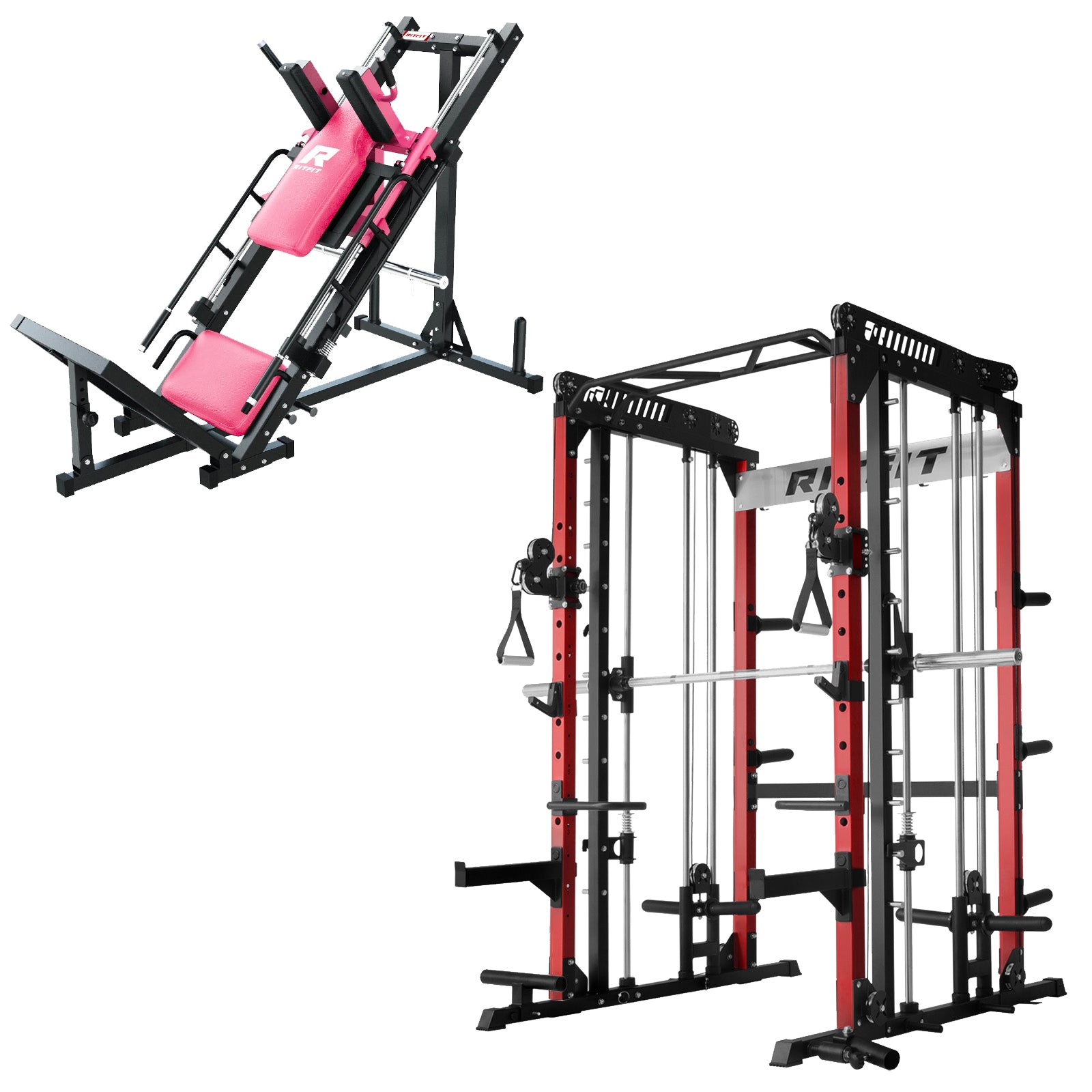 RitFit M1 PRO Smith Machine with Cable Crossover and BLP01 Leg Press Hack Squat Package for Home Gym - RitFit
