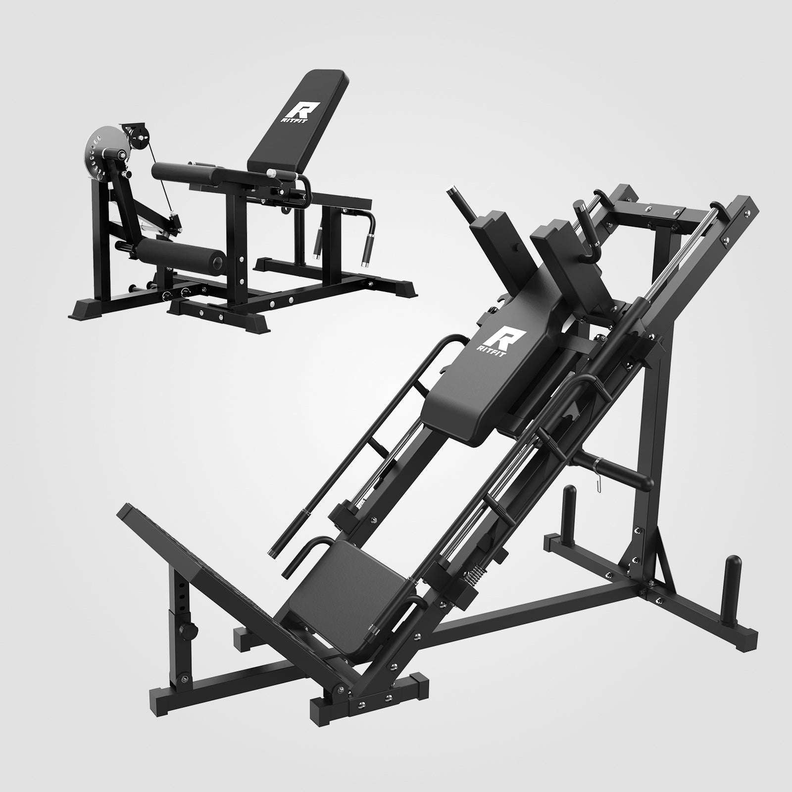 RitFit BLP01 45 Degree 3-in-1 Leg Press Hack squat & PLC01 Leg Extension Curl Machine Set for Home Gym