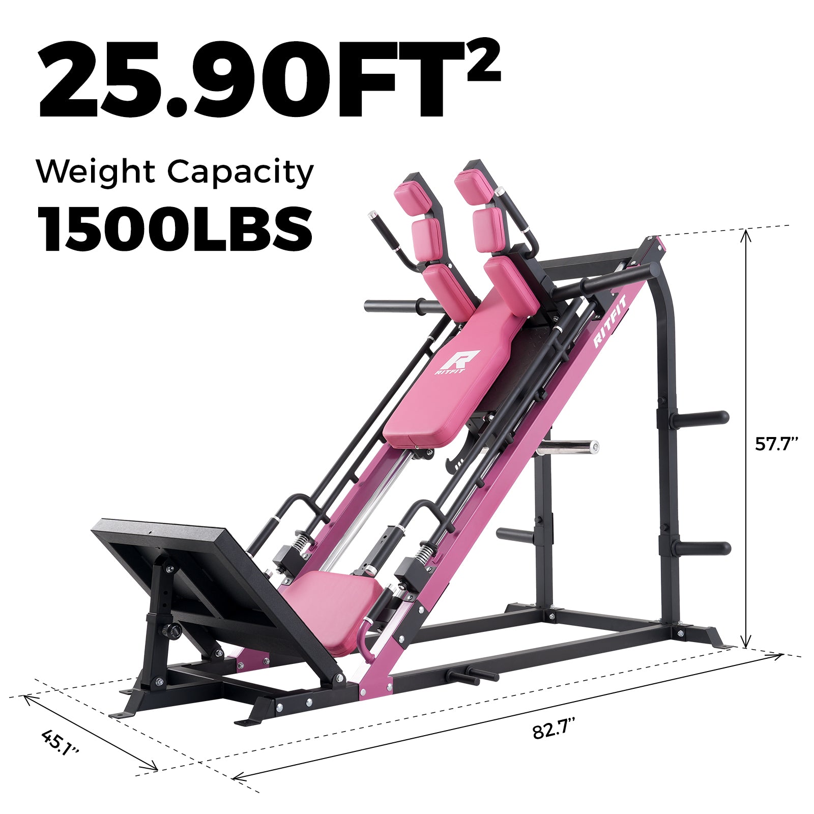 RitFit Gazelle 3-in-1 leg press and hack squat machine for home gym strength training, showing the equipment with adjustable components