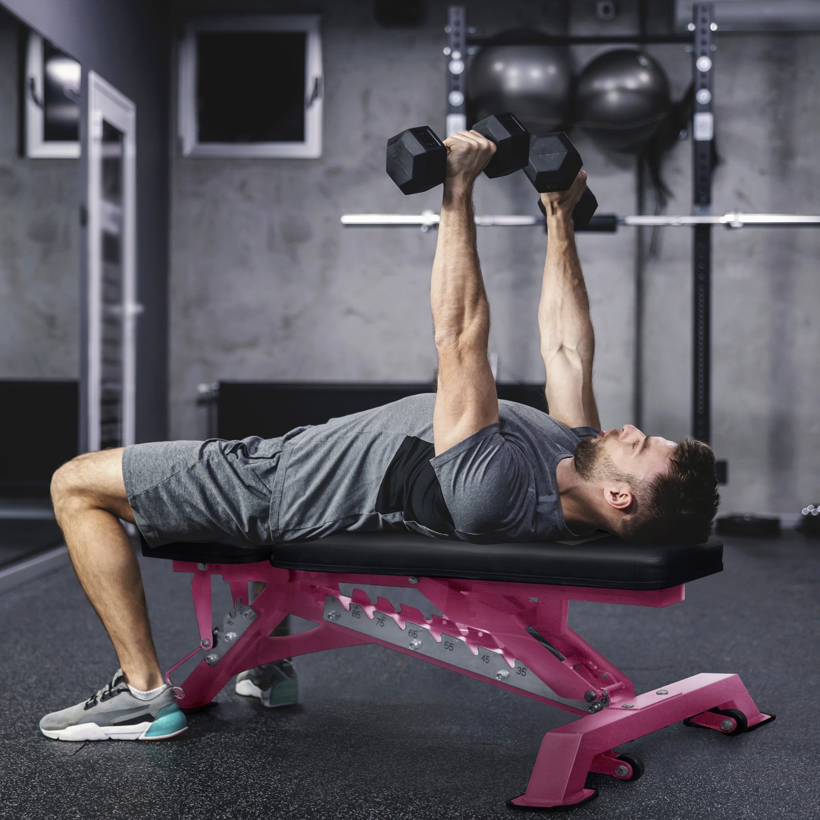 RitFit 1300LB Adjustable Weight Bench BWB01 - Pink - RitFit