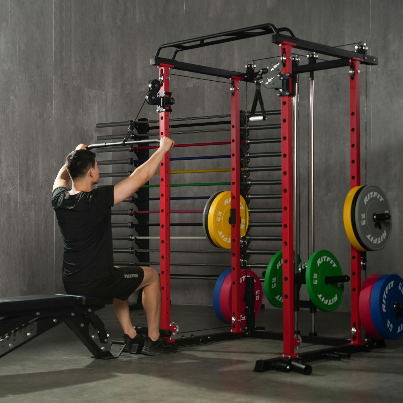 RitFit P3 Power Cage 1200lbs with Smooth Cable System & Aluminum Pulleys - RitFit