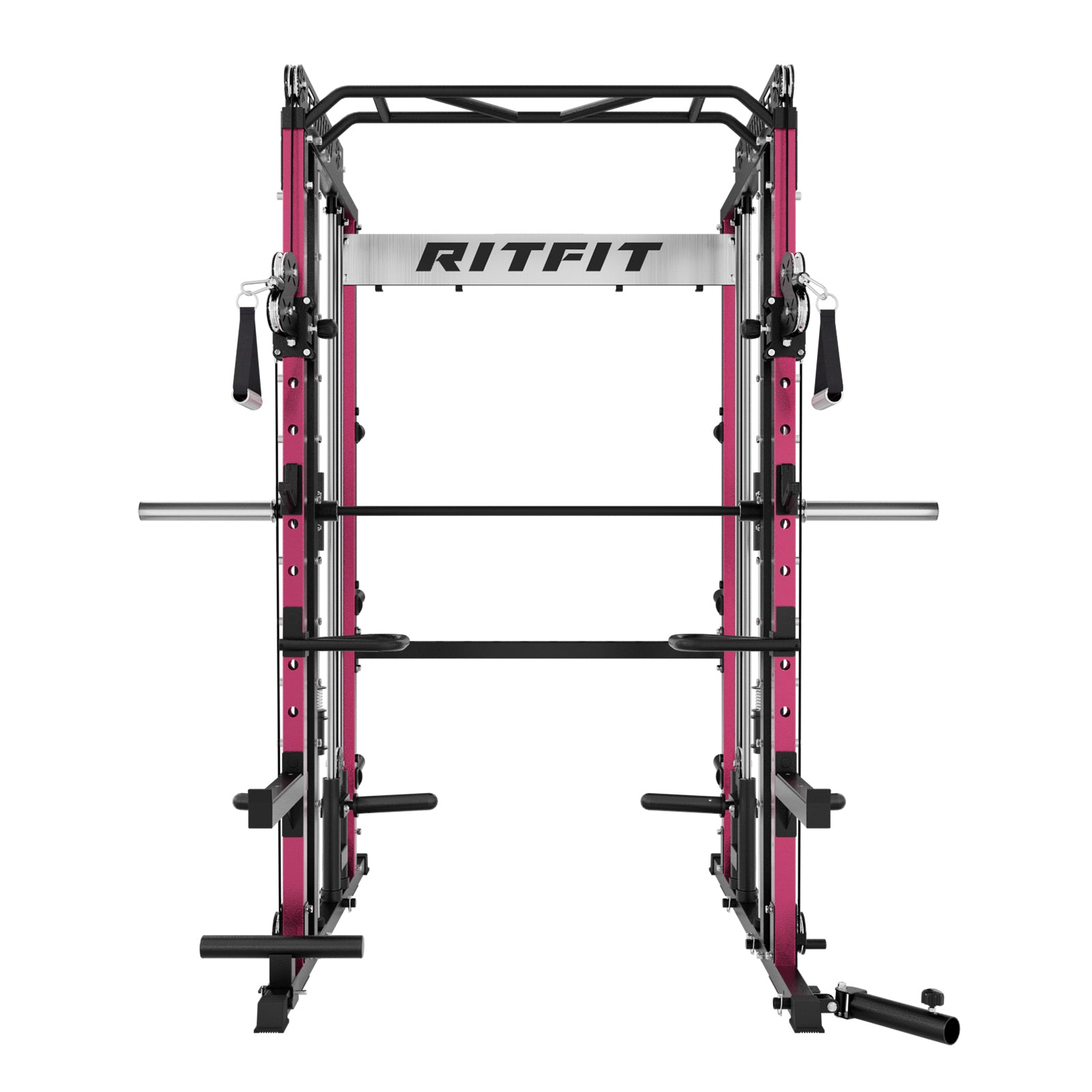 RitFit Pink M1 PRO Multi-Functional Smith Machine with Cable Crossover System and Squat Rack for Home Gym