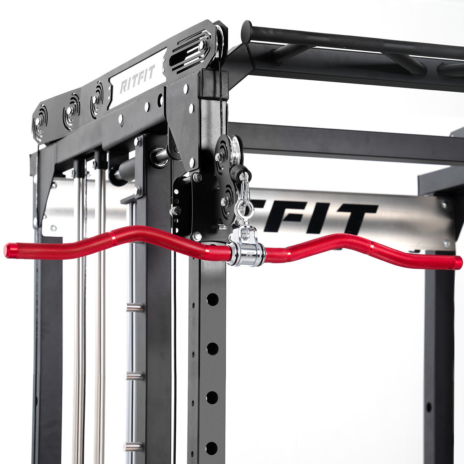 RitFit Aluminum Alloy Handle Set Long W-Shaped and Short Straight Bar for Cable Machine