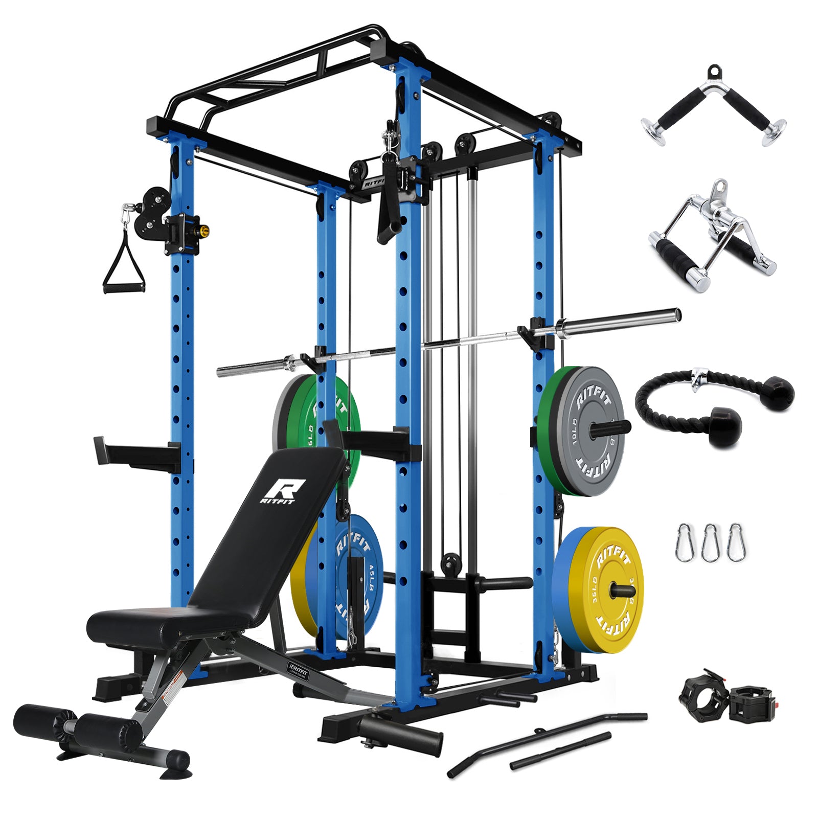 RitFit PPC03 Power Cage Home Gym Package with Adjustable Cable System - RitFit