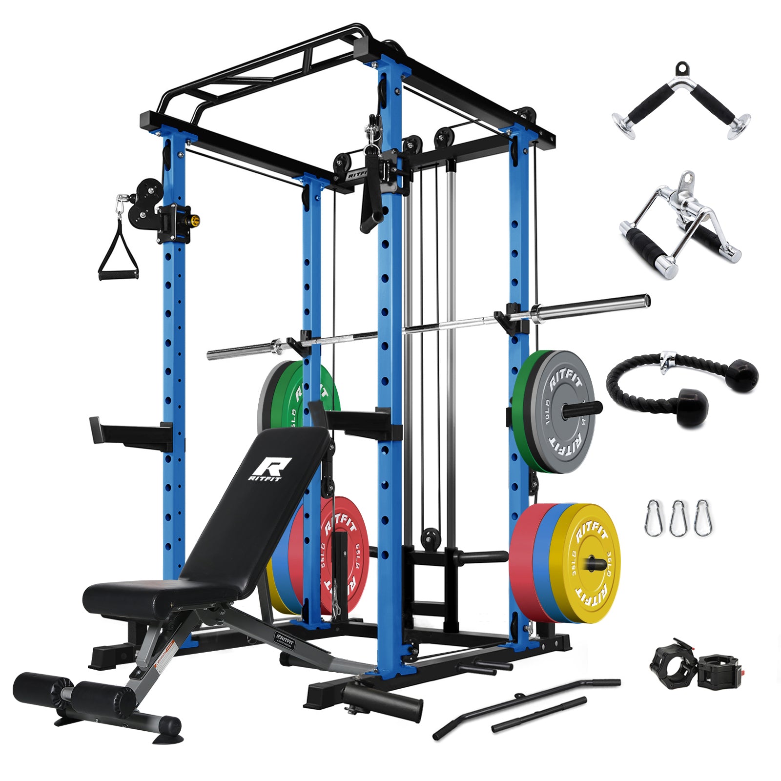 RitFit PPC03 Power Cage Home Gym Package with Adjustable Cable System - RitFit